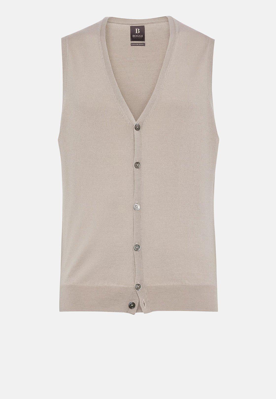 Beige Plain Gilet Waistcoat, , large image number 4