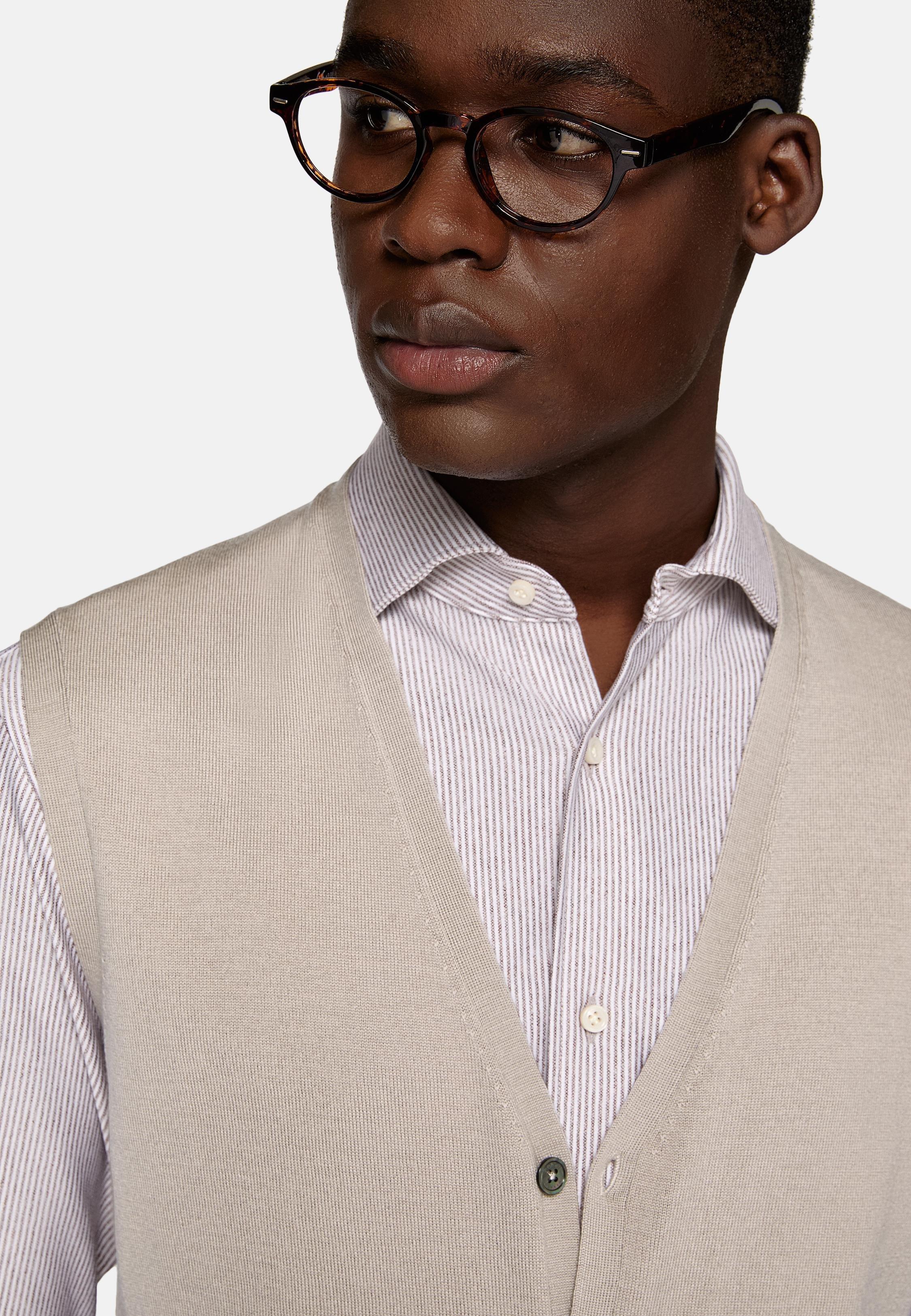 Beige Plain Gilet Waistcoat, , large image number 5