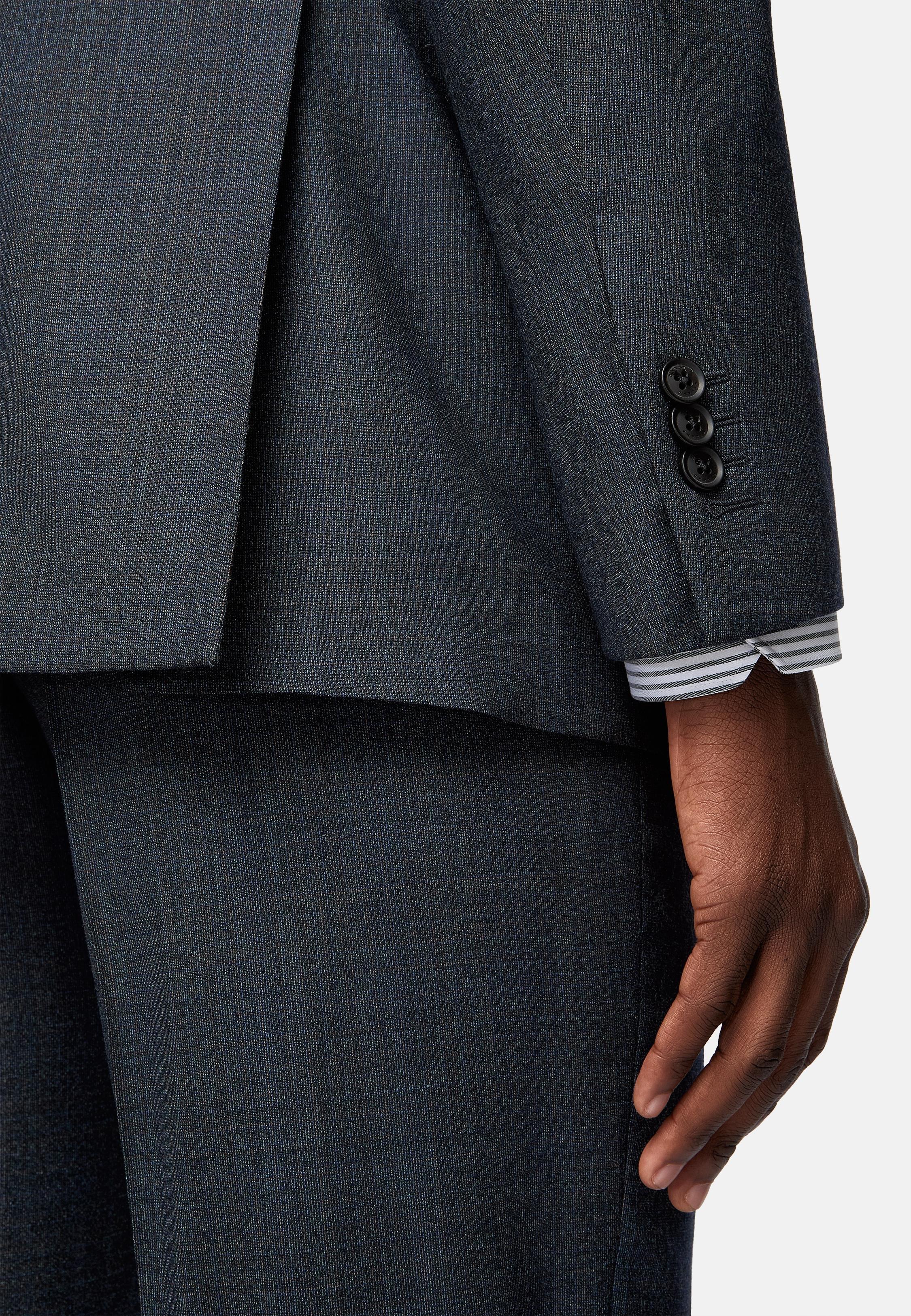 Black Stretched Patterned Suit, , large image number 3