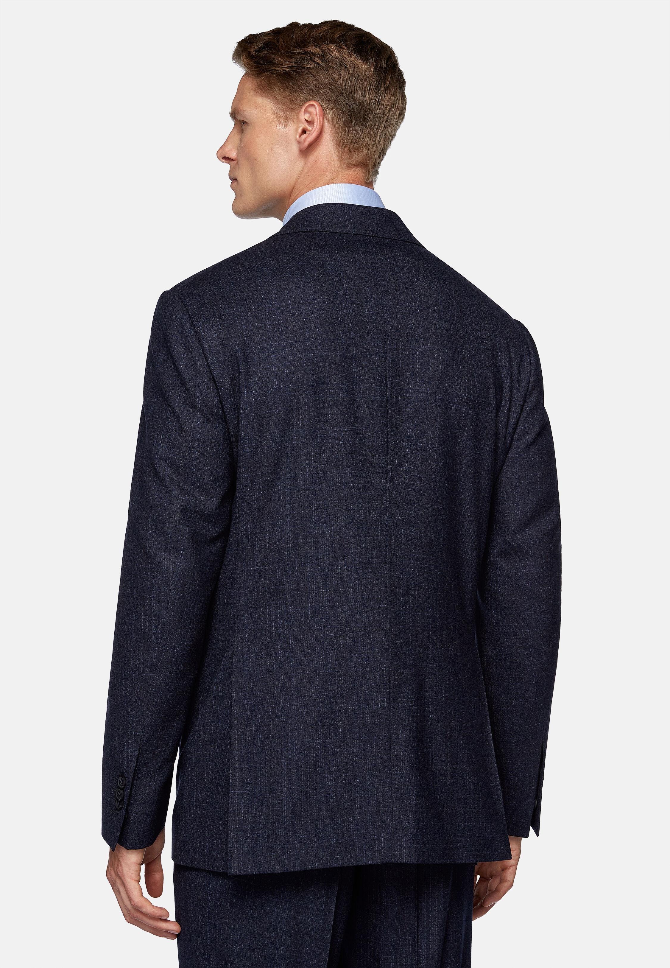 Navy Stretched Patterned Suit, Navy blue, large image number 1