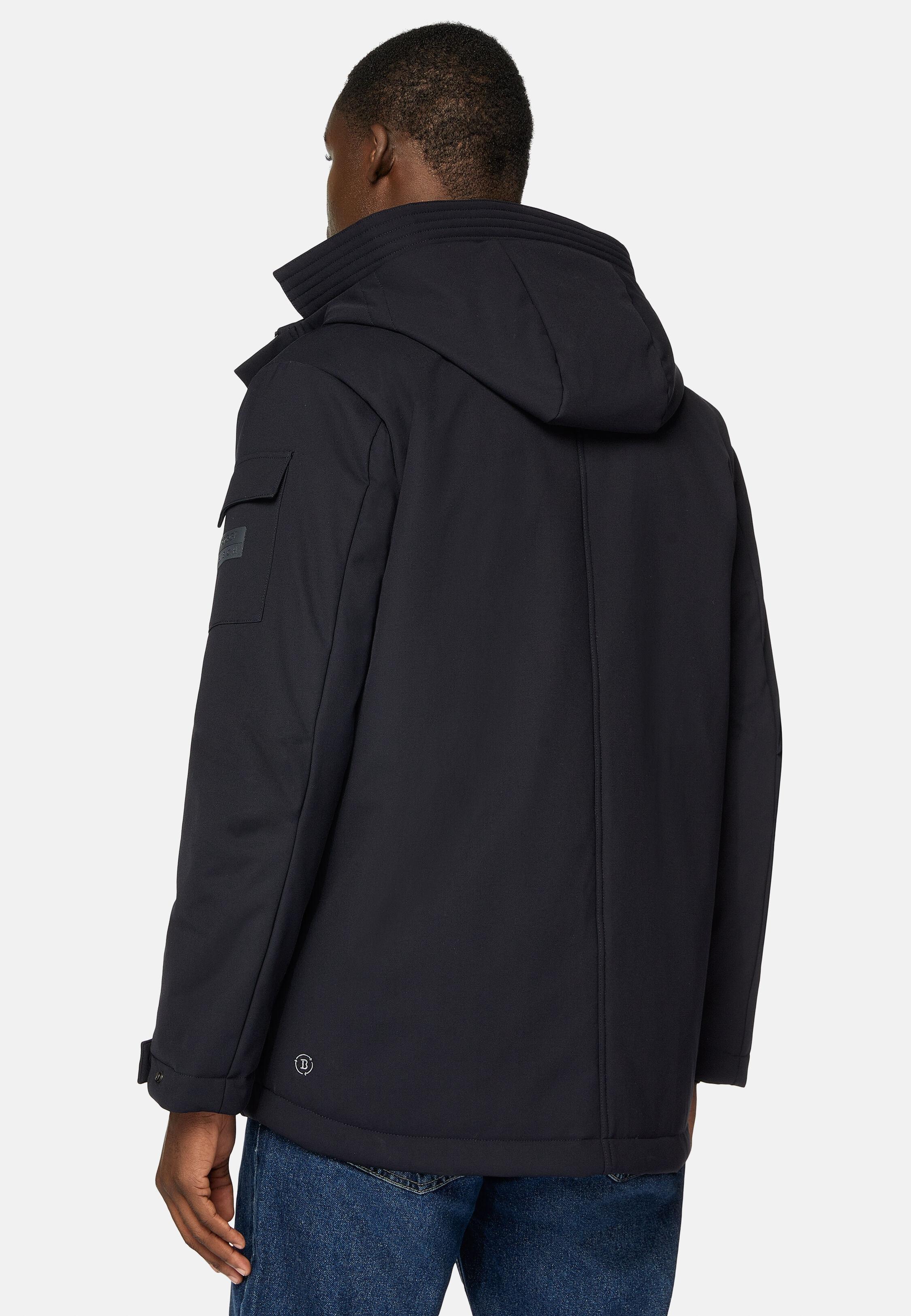 Blue Solid Water-Repellant Parka, Navy blue, large image number 3