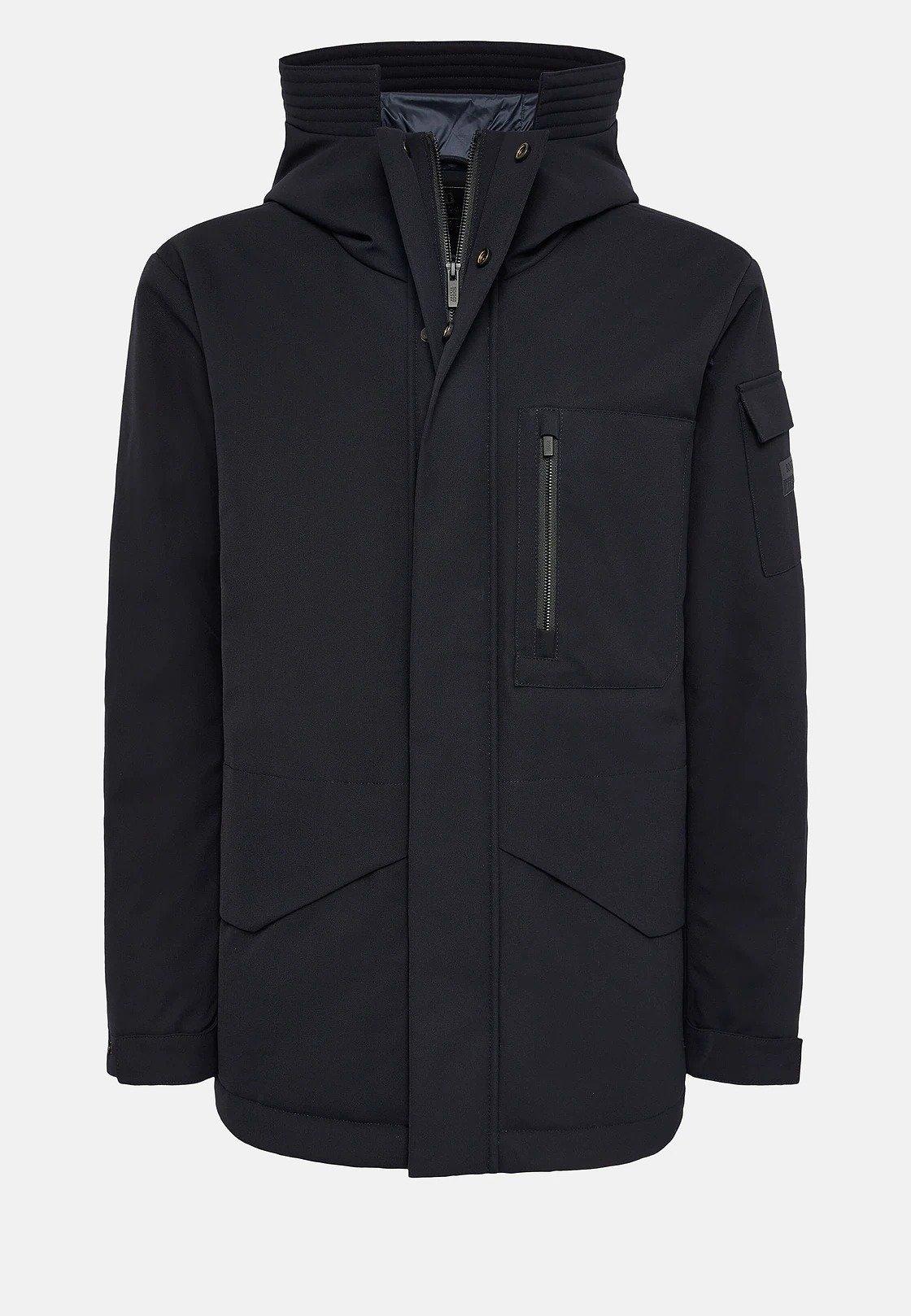 Blue Solid Water-Repellant Parka, Navy blue, large image number 4