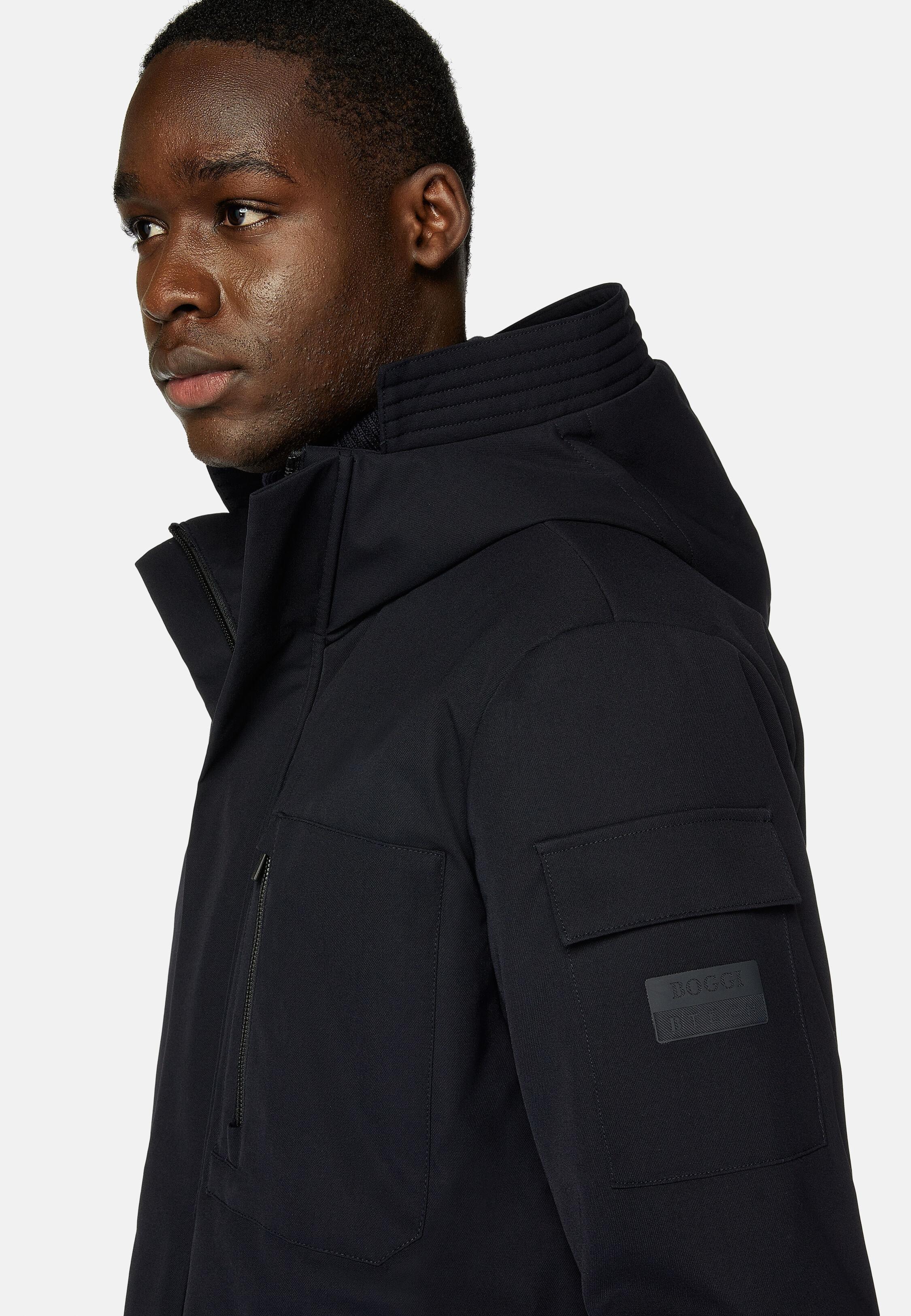 Blue Solid Water-Repellant Parka, Navy blue, large image number 5