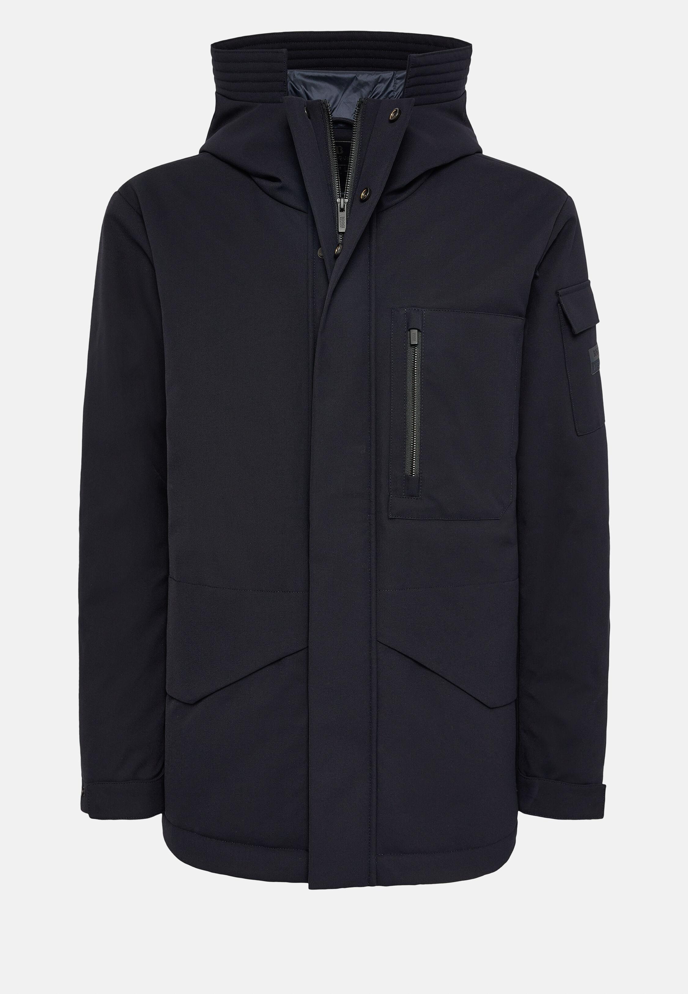 Blue Solid Water-Repellant Parka, Navy blue, large image number 6