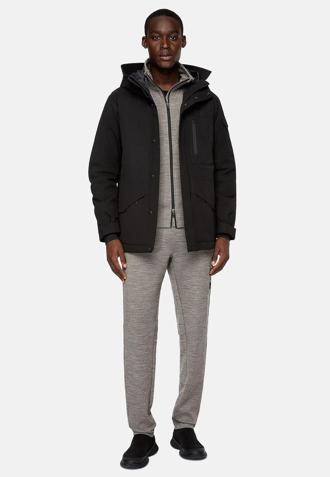 Black Solid Technical Parka, , large image number 1