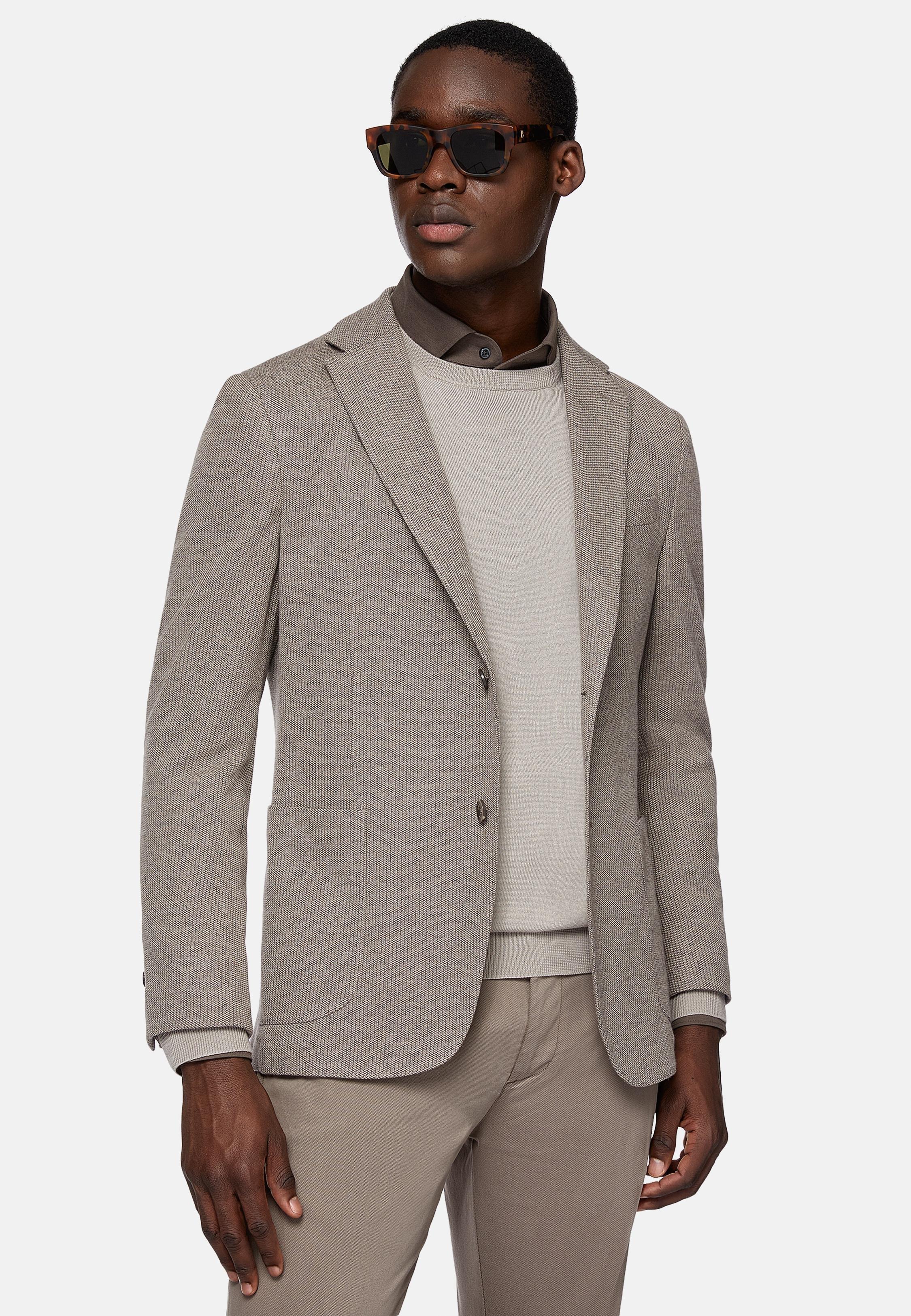 Brown Cotton Jersey Jacket, , large image number 0