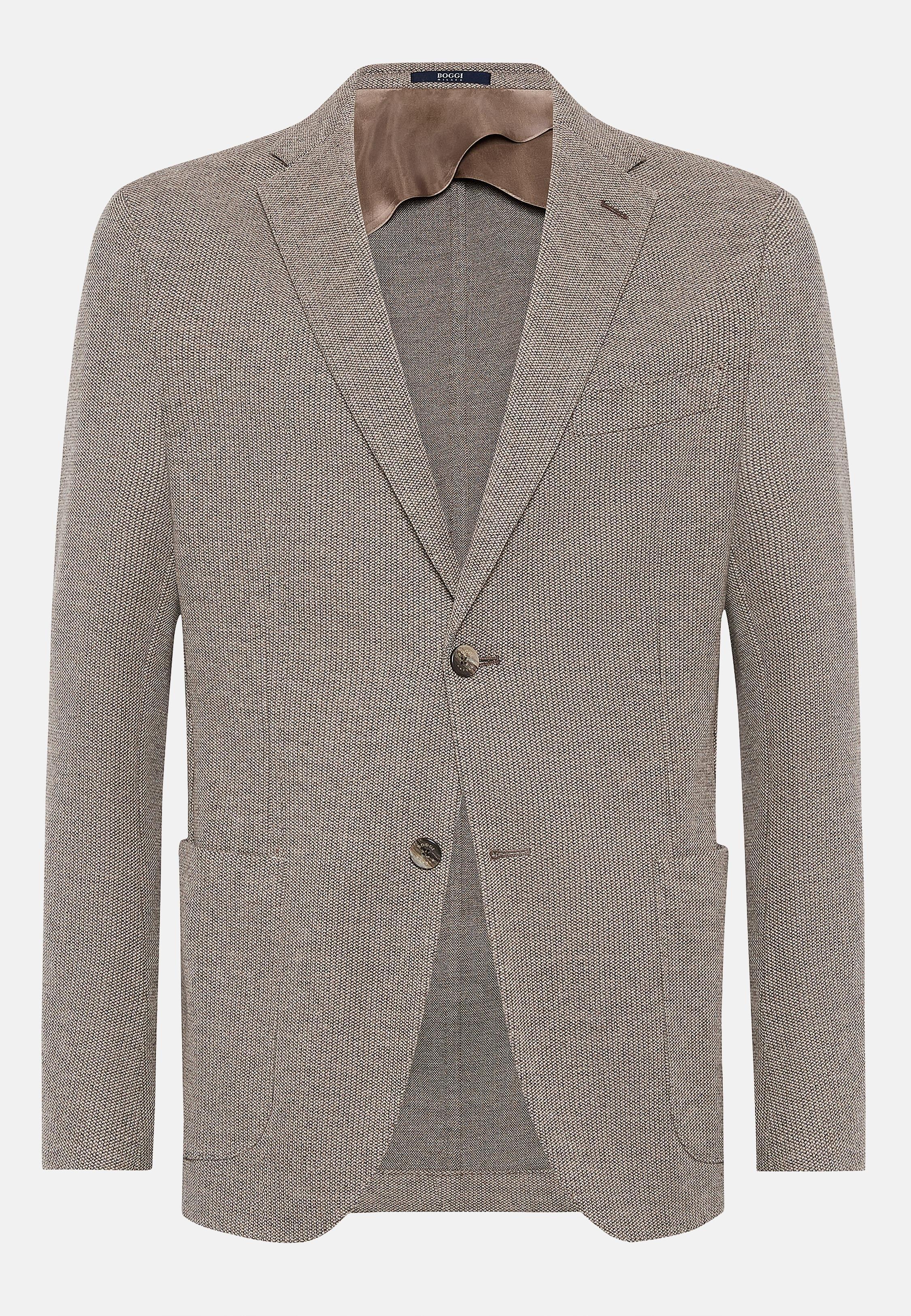 Brown Cotton Jersey Jacket, , large image number 3