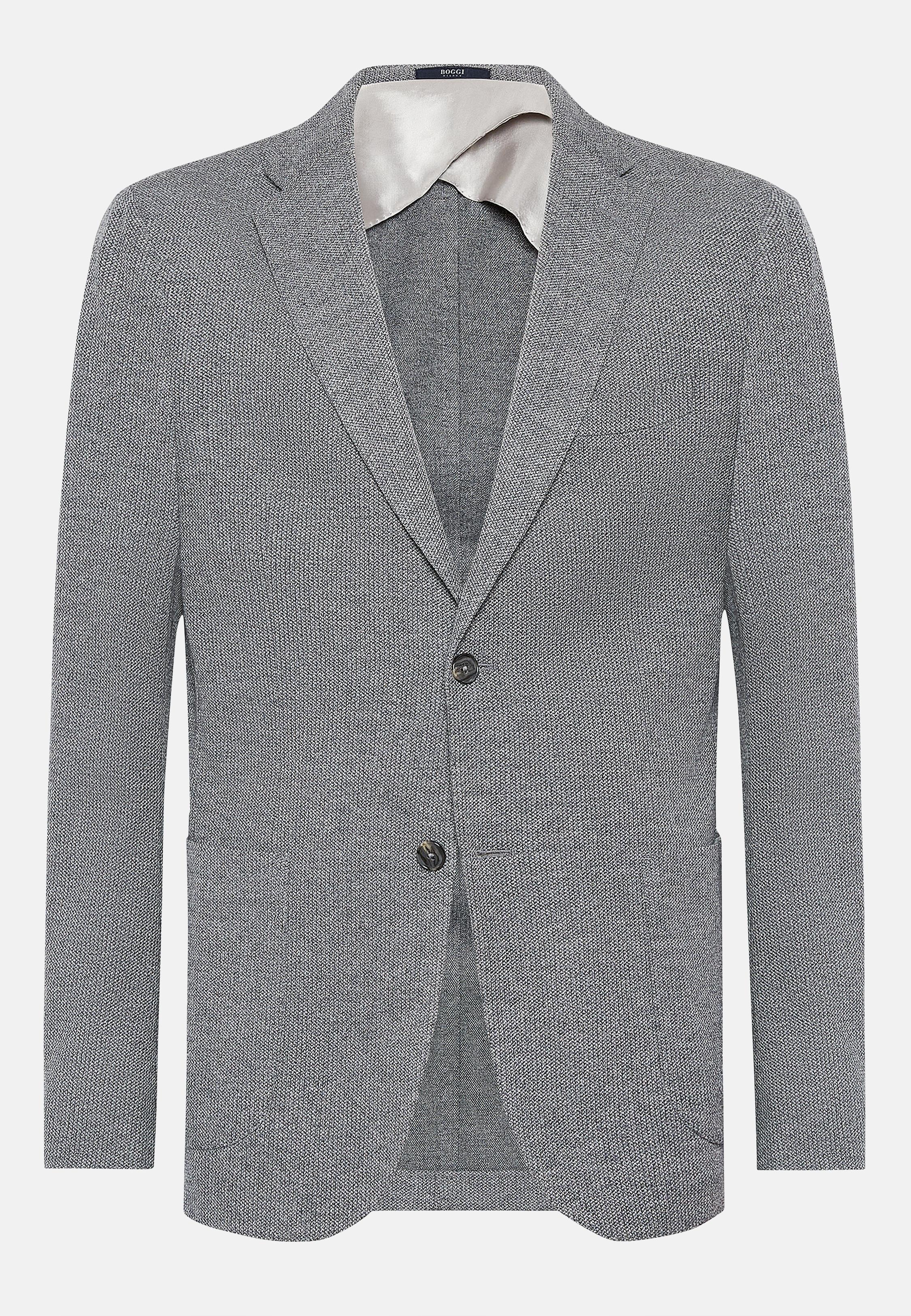 Grey Cotton Jersey Jacket, , large image number 3