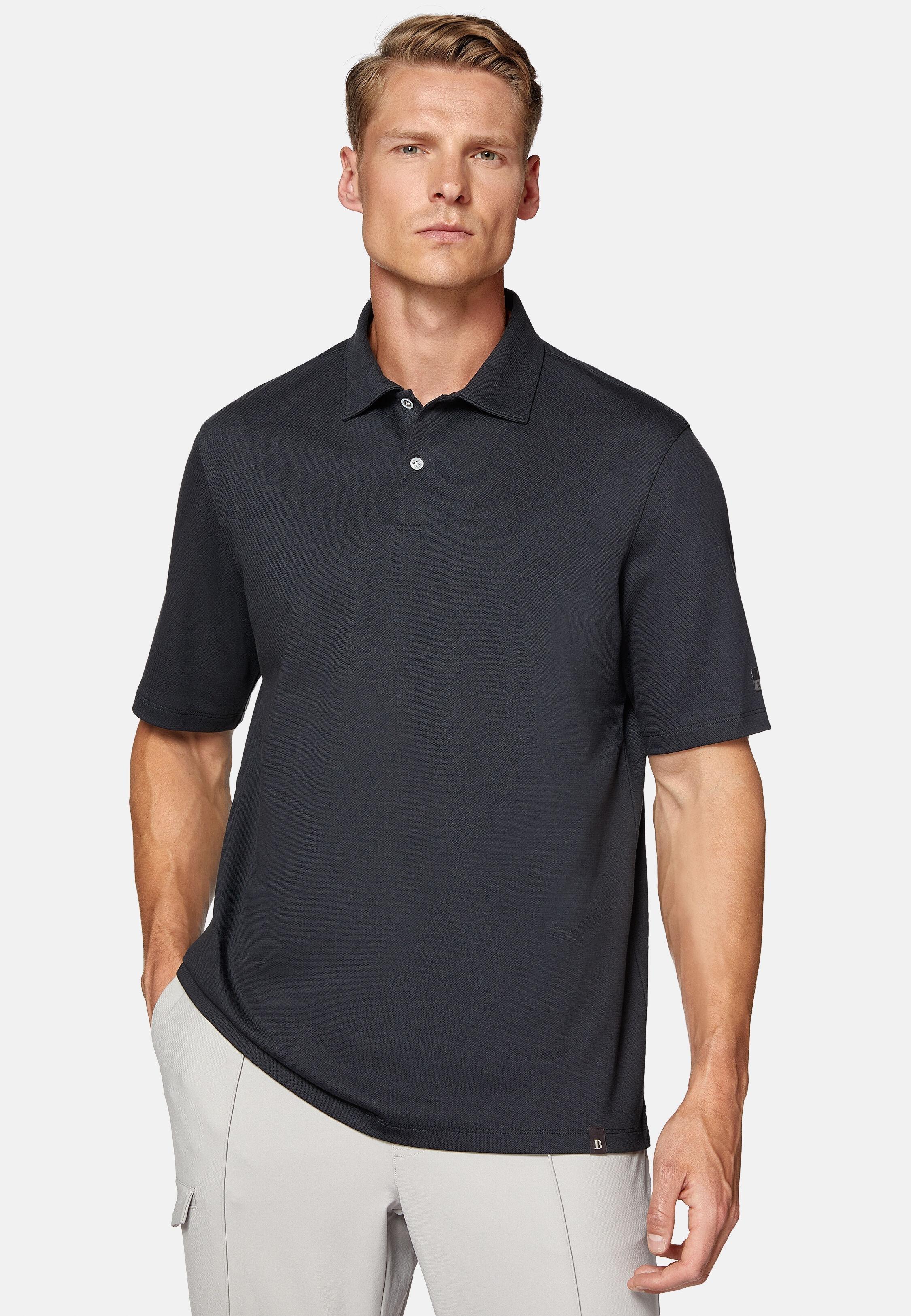 Black High-Performance Pique Polo Shirt, Charcoal, large image number 0