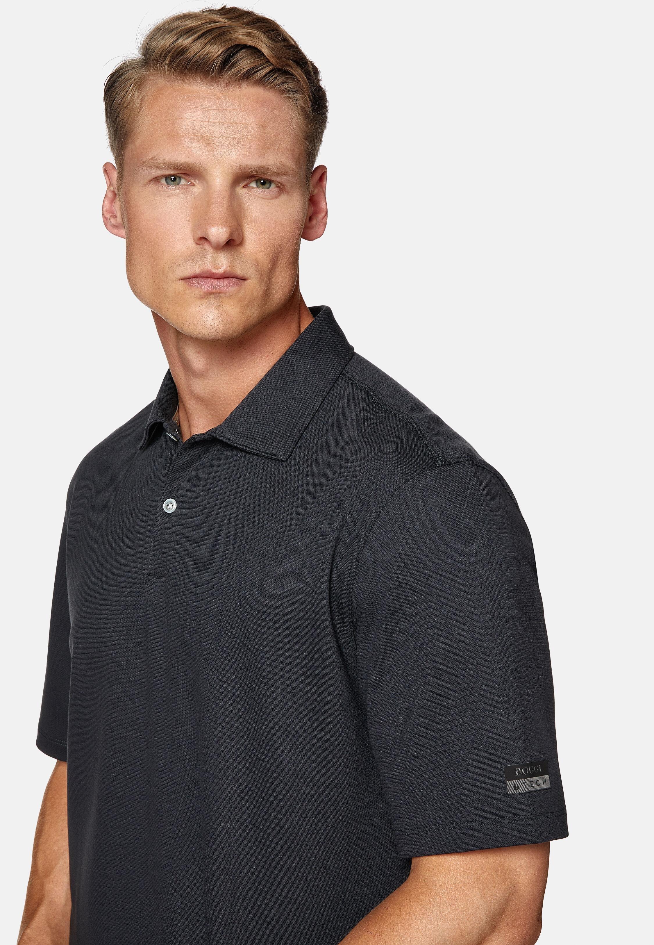 Black High-Performance Pique Polo Shirt, Charcoal, large image number 3