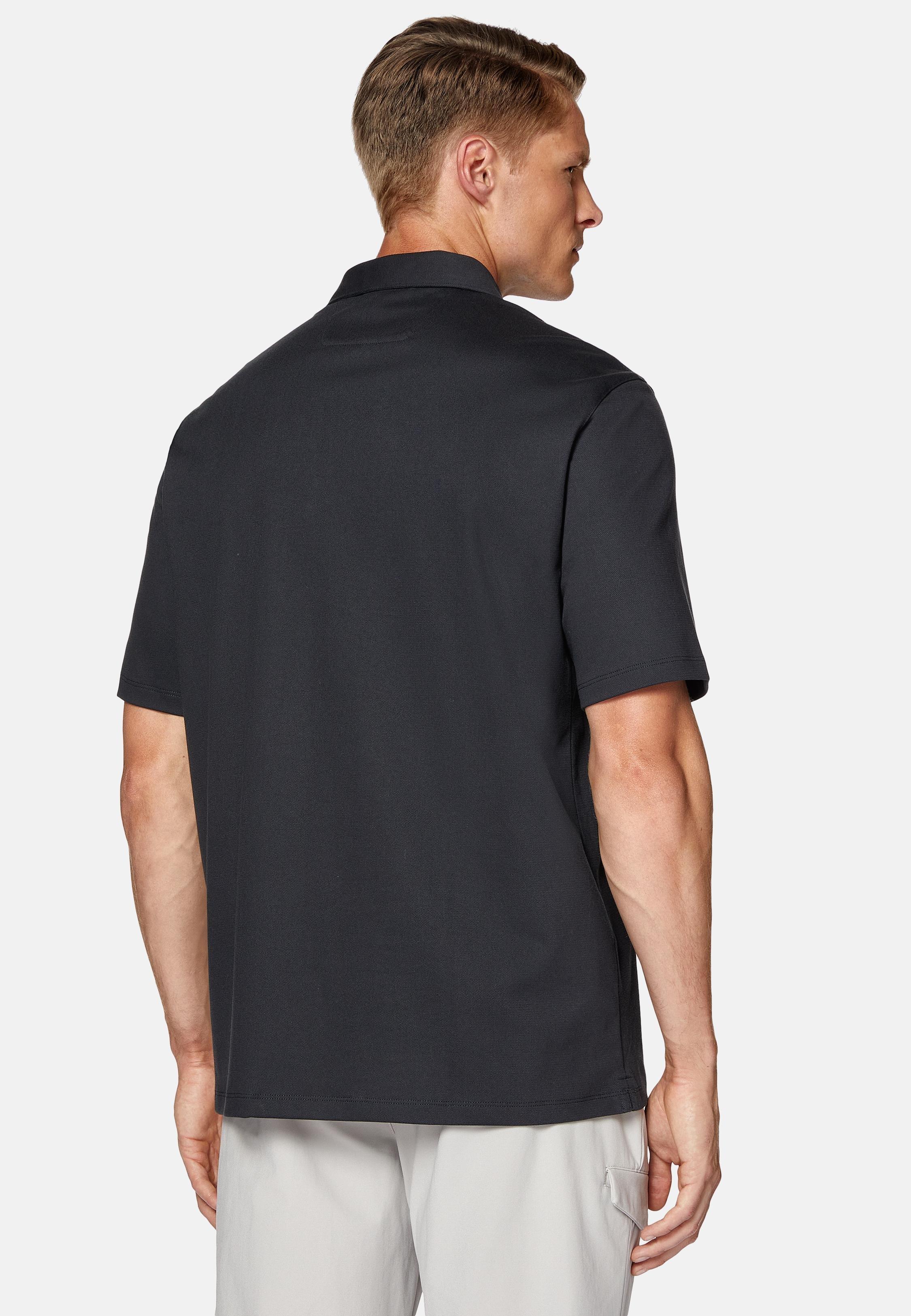 Black High-Performance Pique Polo Shirt, Charcoal, large image number 5