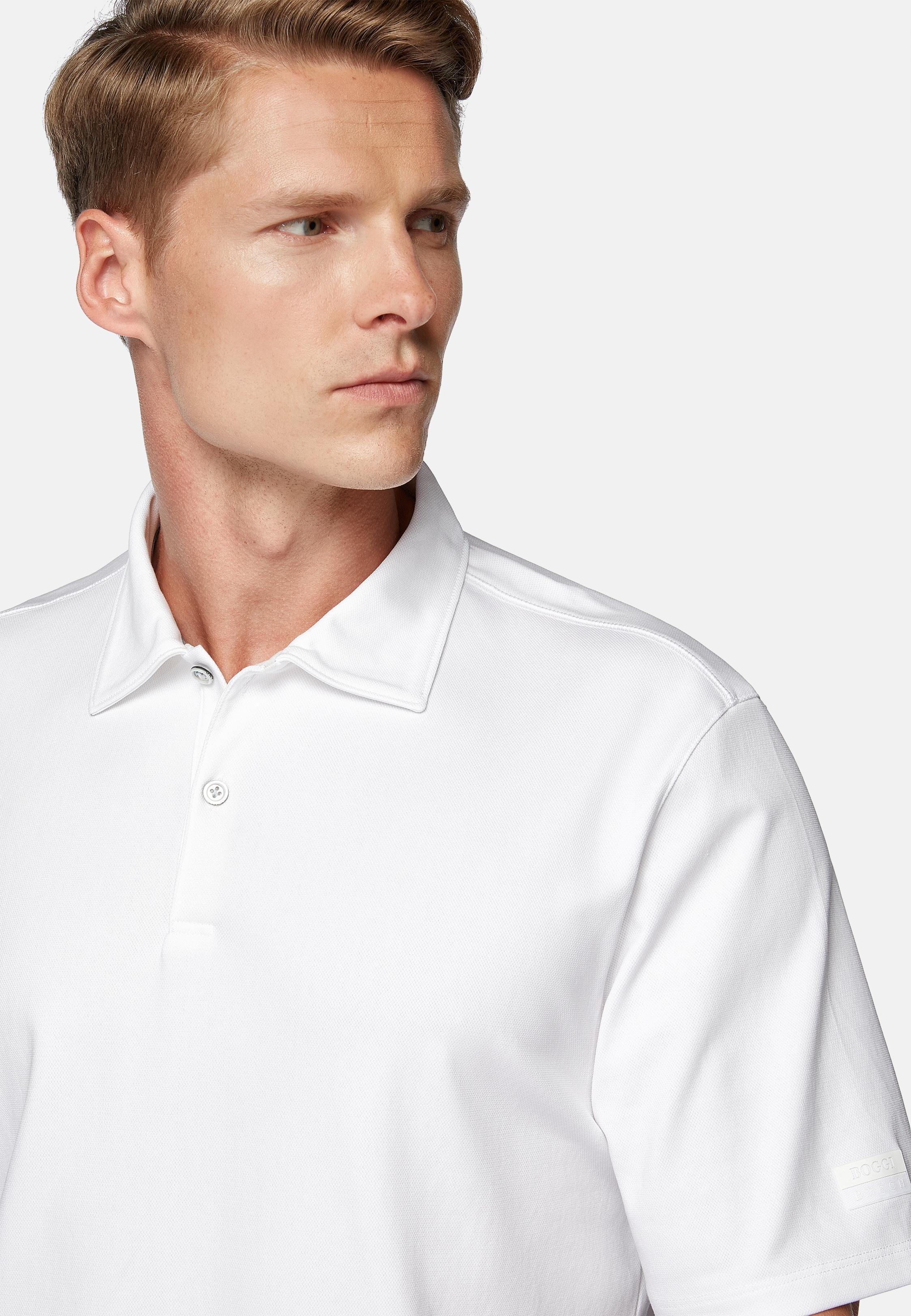 White High-Performance Pique Polo Shirt, White, large image number 1