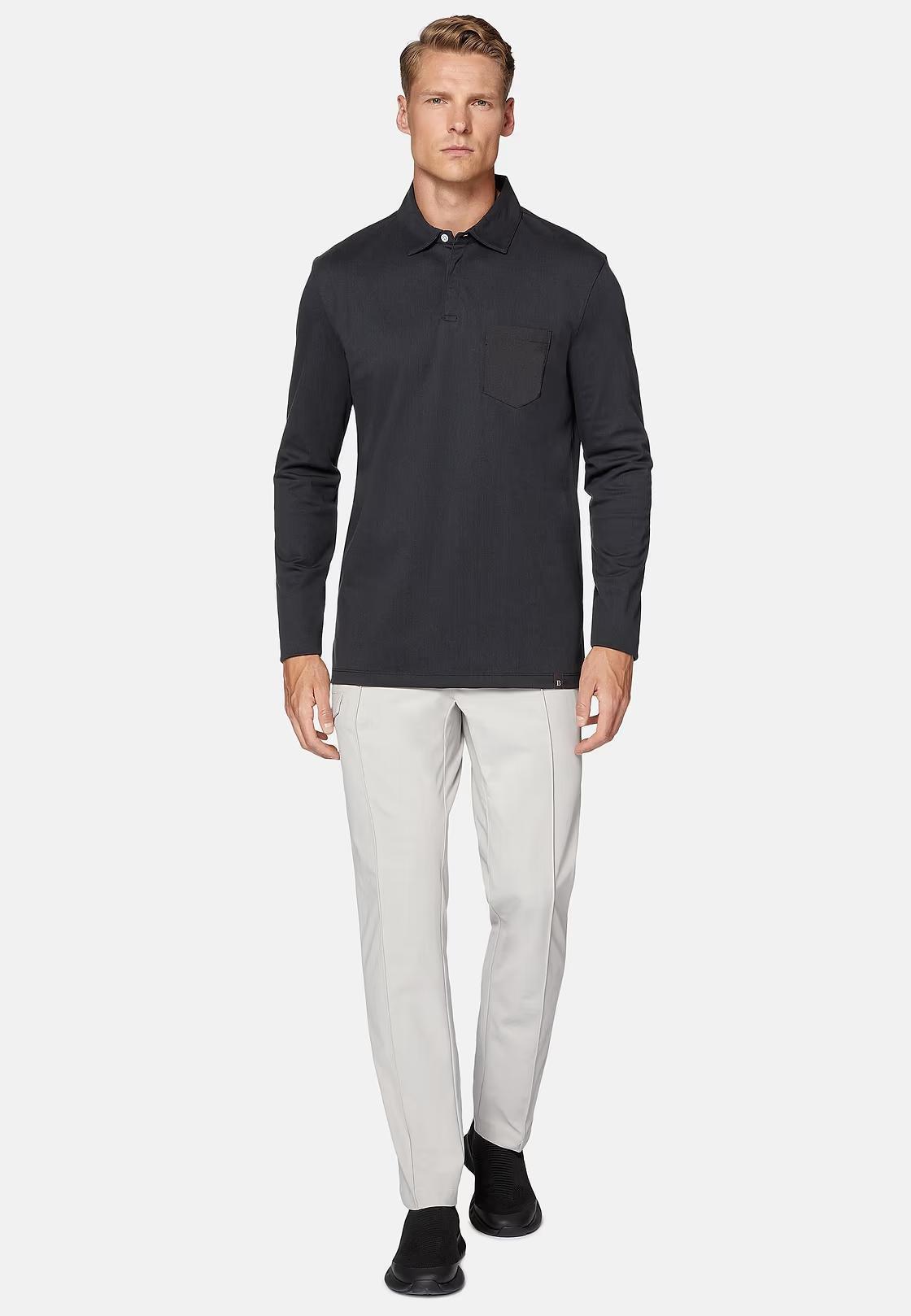 Black High-Performance Pique Polo Shirt, , large image number 0
