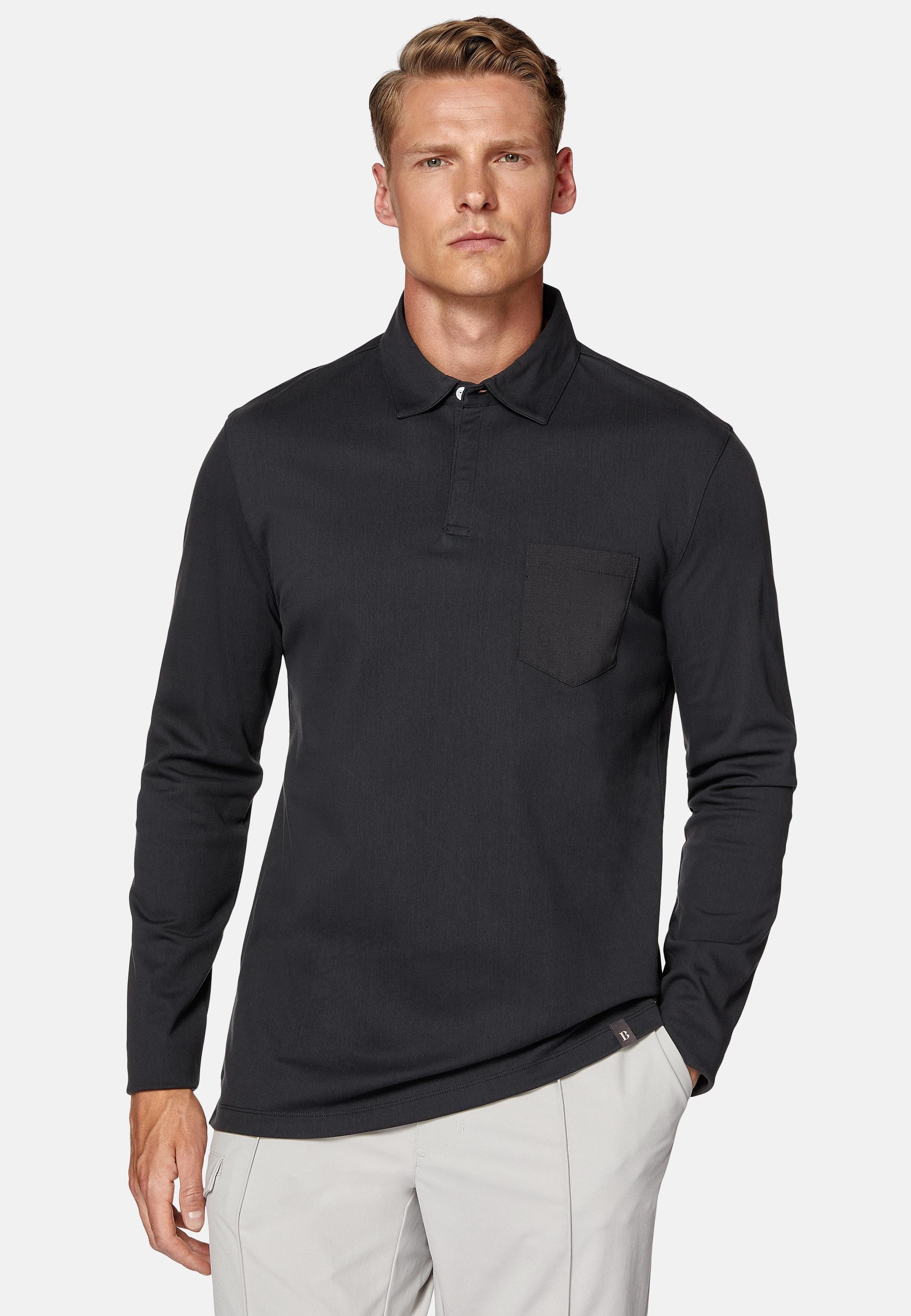 Black High-Performance Pique Polo Shirt, , large image number 1