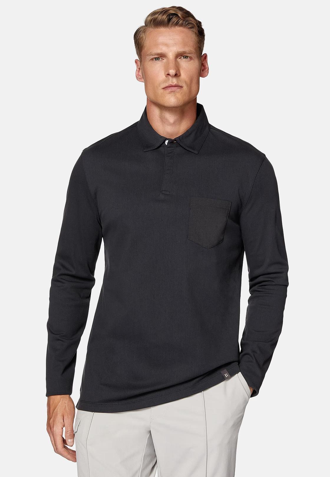 Black High-Performance Pique Polo Shirt, , large image number 2