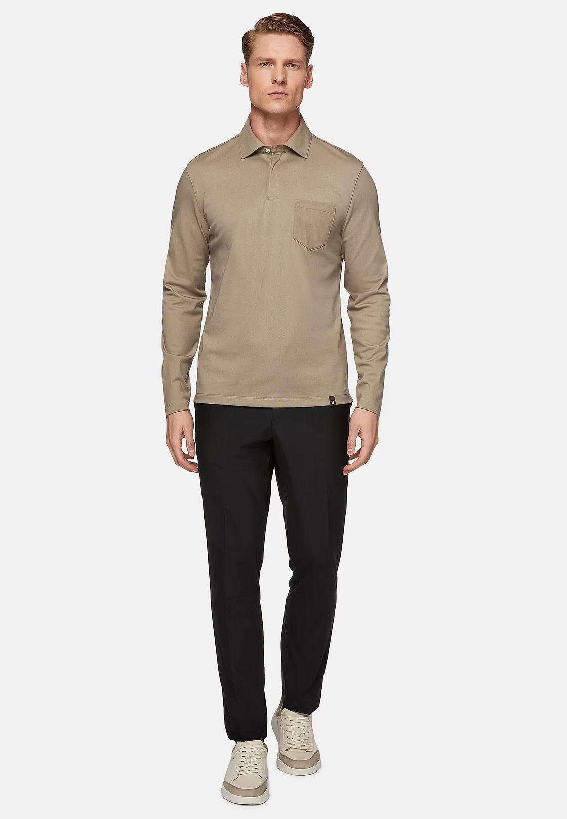 Beige High-Performance Pique Polo Shirt, , large image number 0