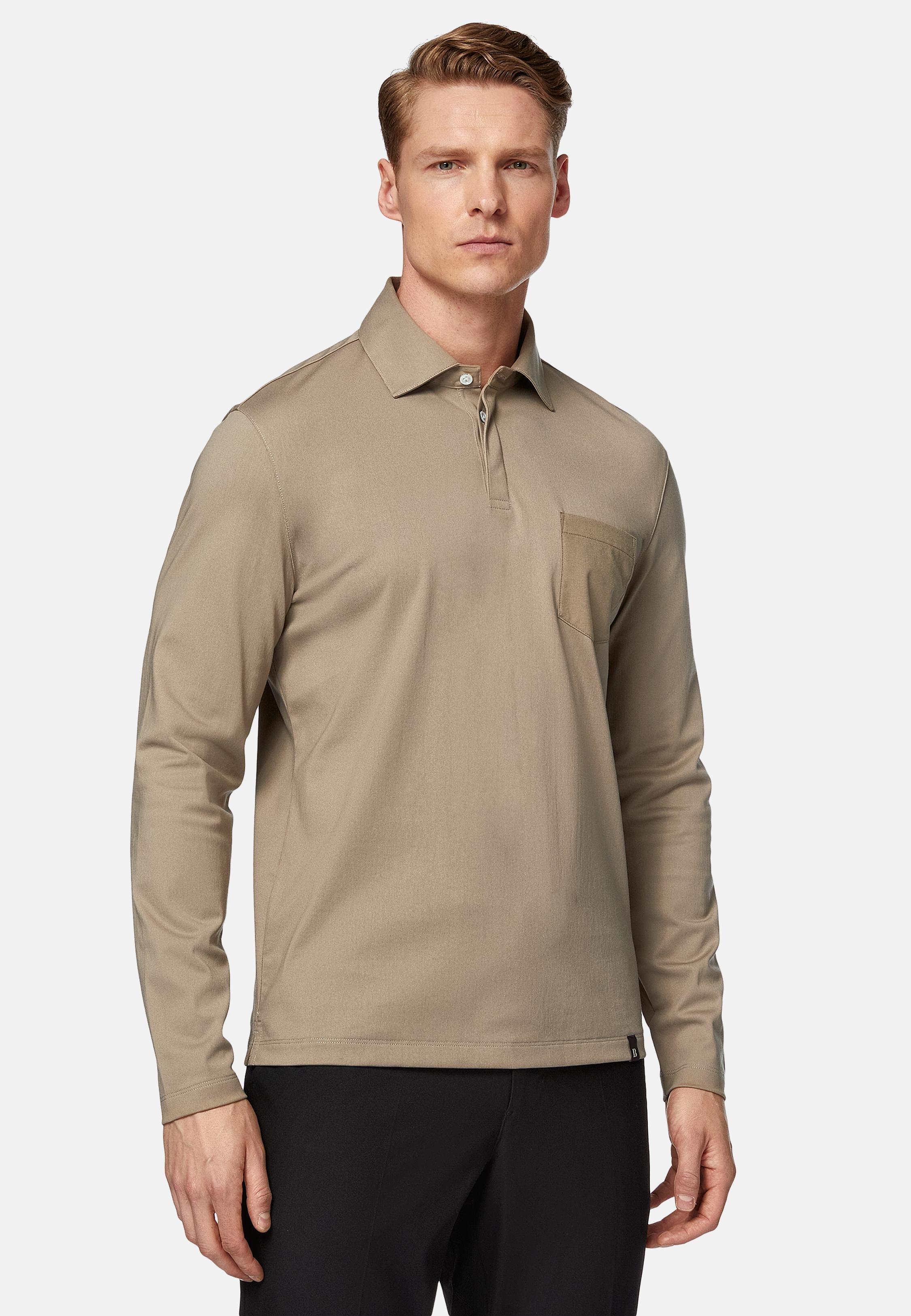 Beige High-Performance Pique Polo Shirt, , large image number 1
