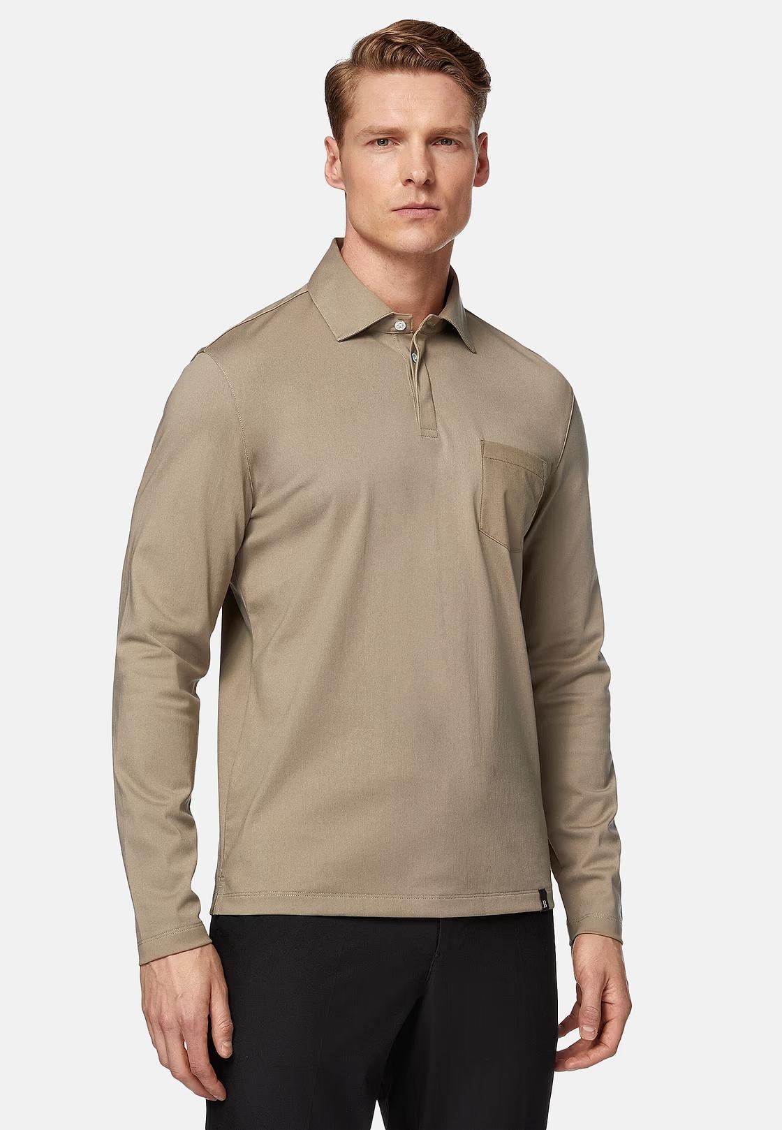 Beige High-Performance Pique Polo Shirt, , large image number 2