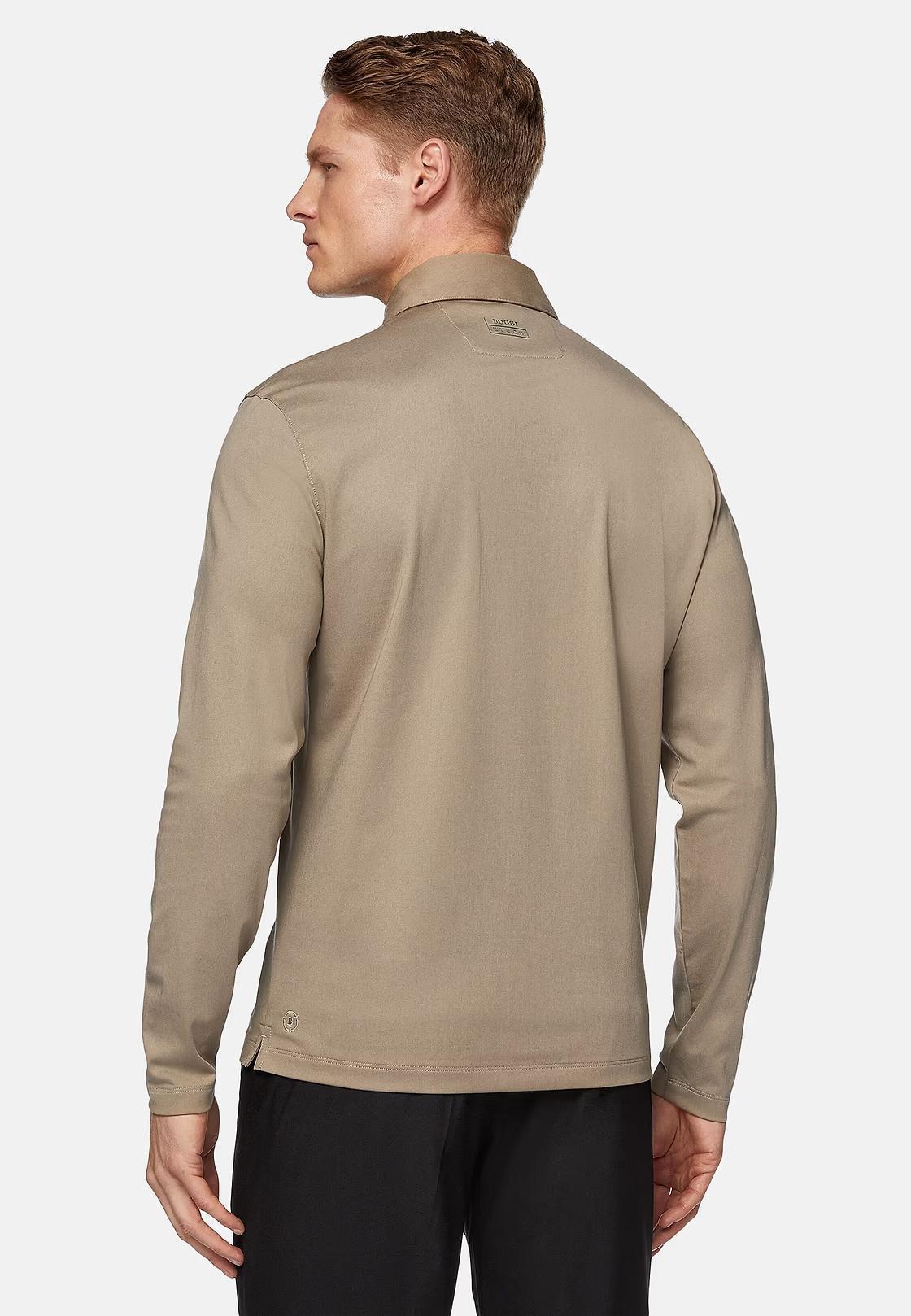 Beige High-Performance Pique Polo Shirt, , large image number 4