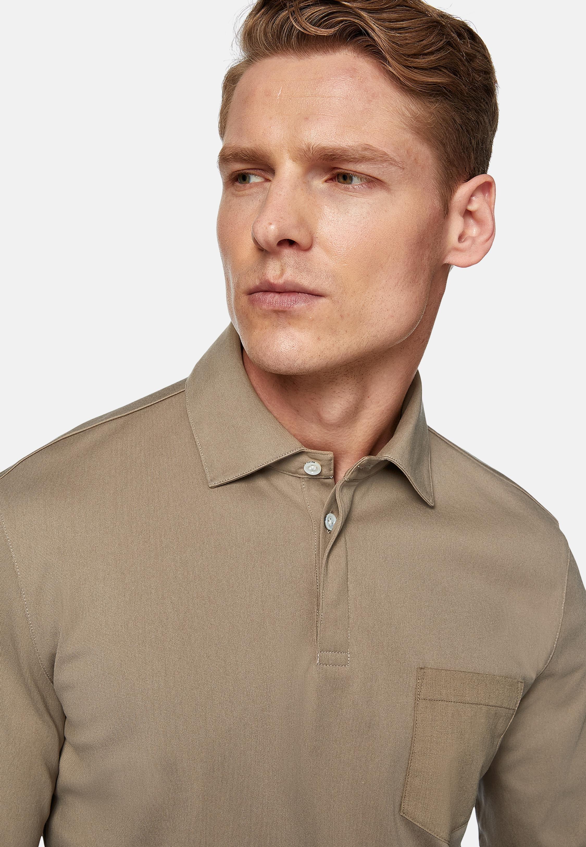 Beige High-Performance Pique Polo Shirt, , large image number 5