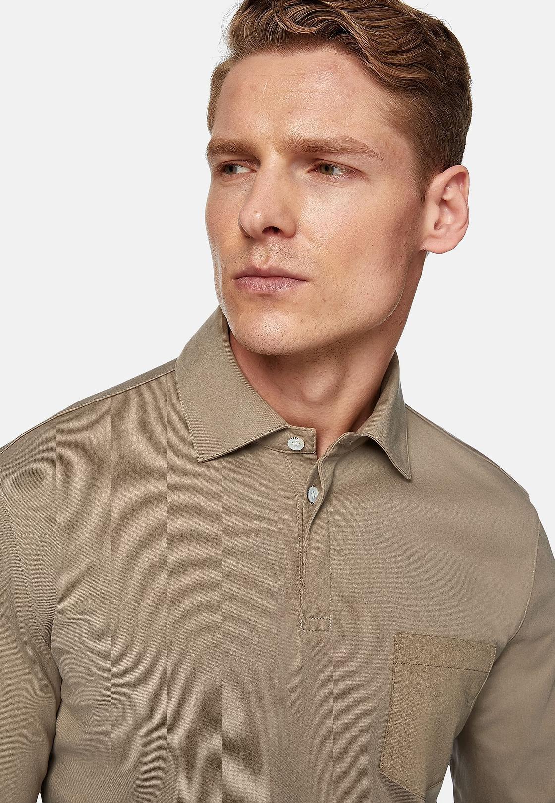 Beige High-Performance Pique Polo Shirt, , large image number 6