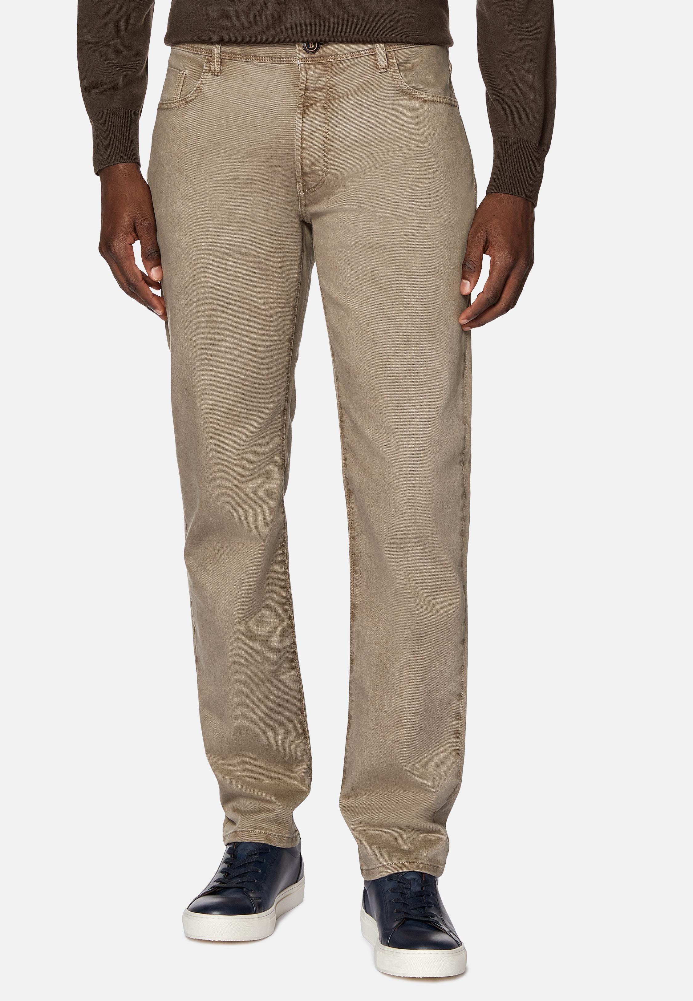 Brown Stretch Cotton Jeans, , medium