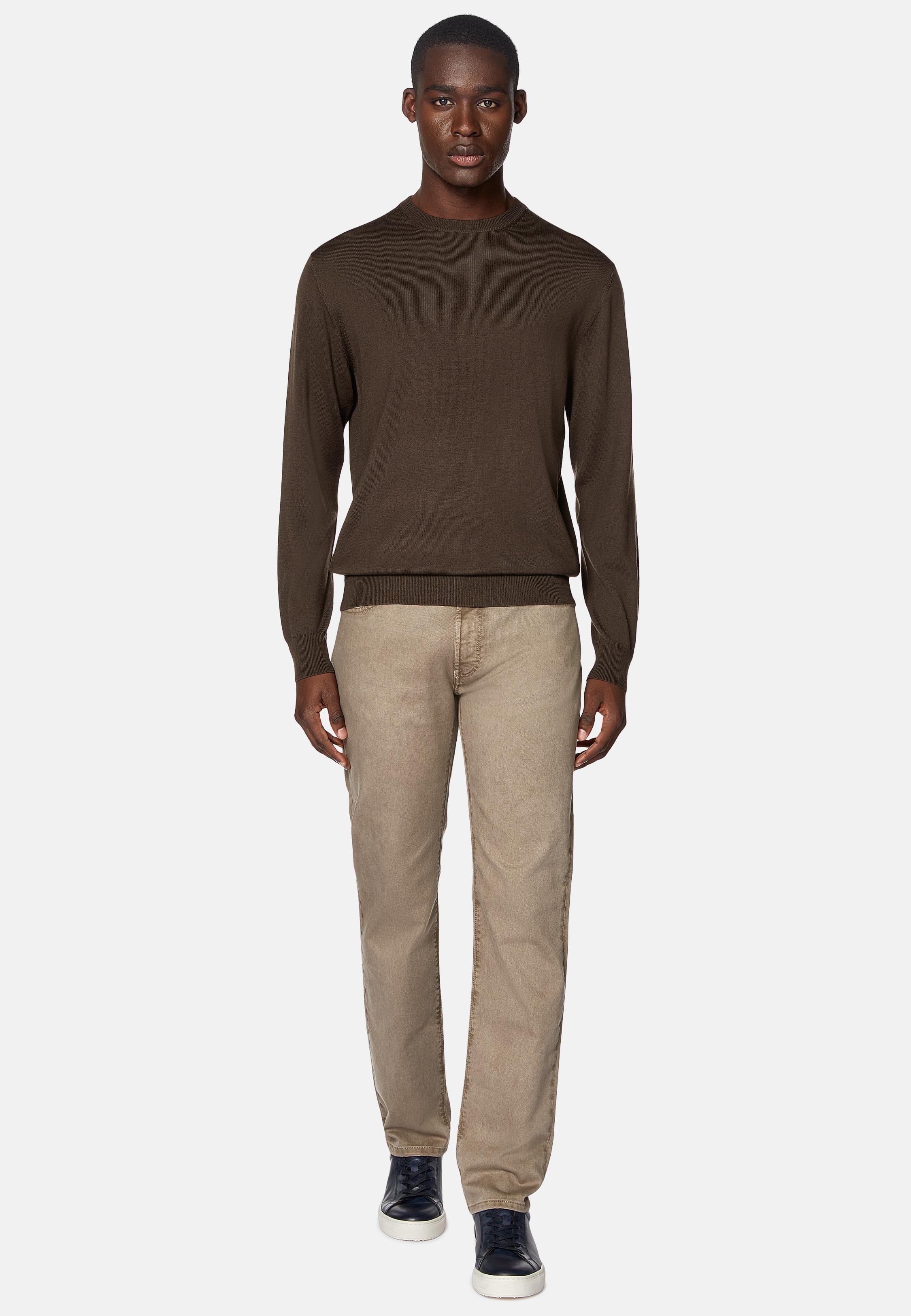 Brown Stretch Cotton Jeans, , large image number 1