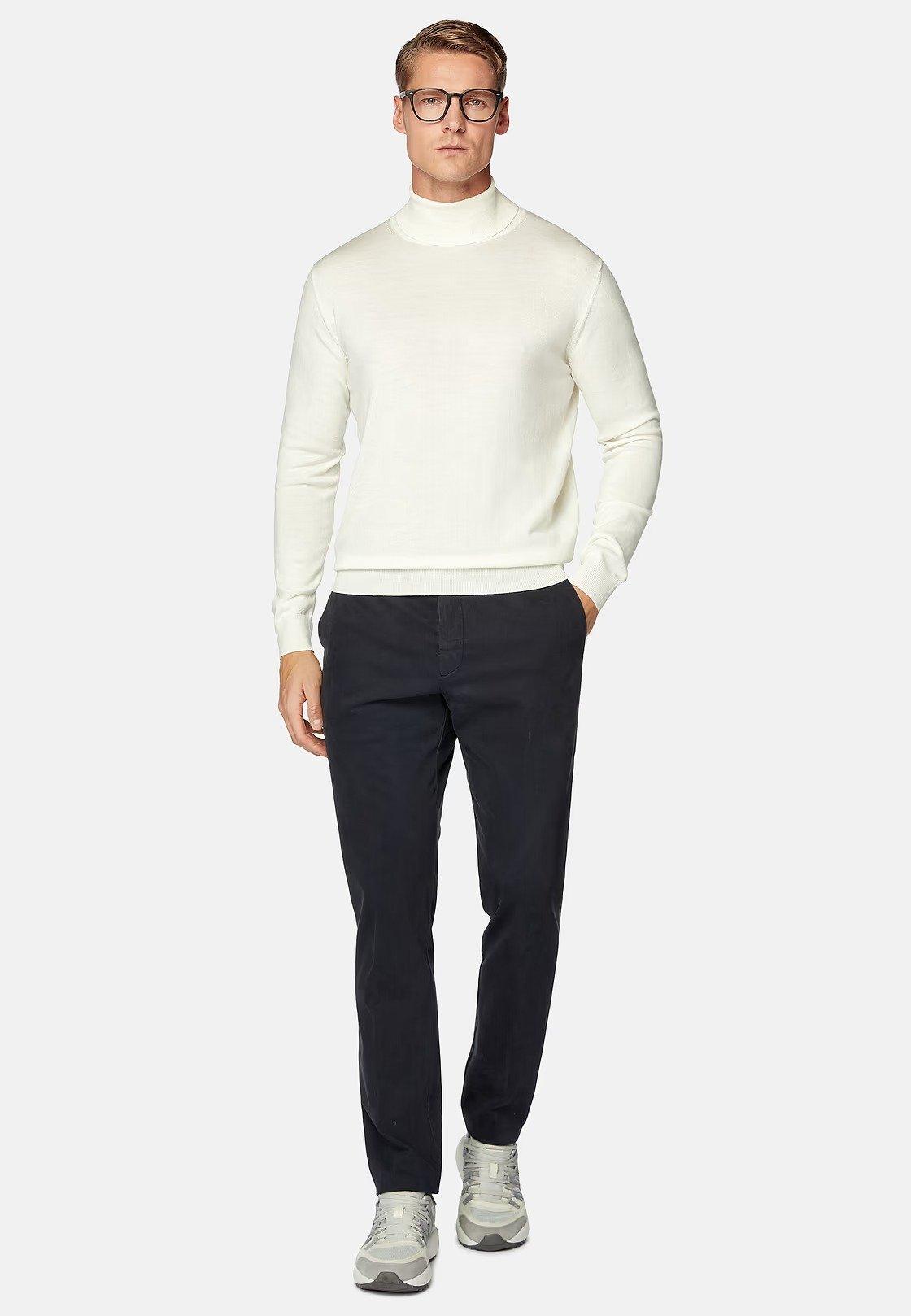 Navy Solid Chinos Full Length, , large image number 1
