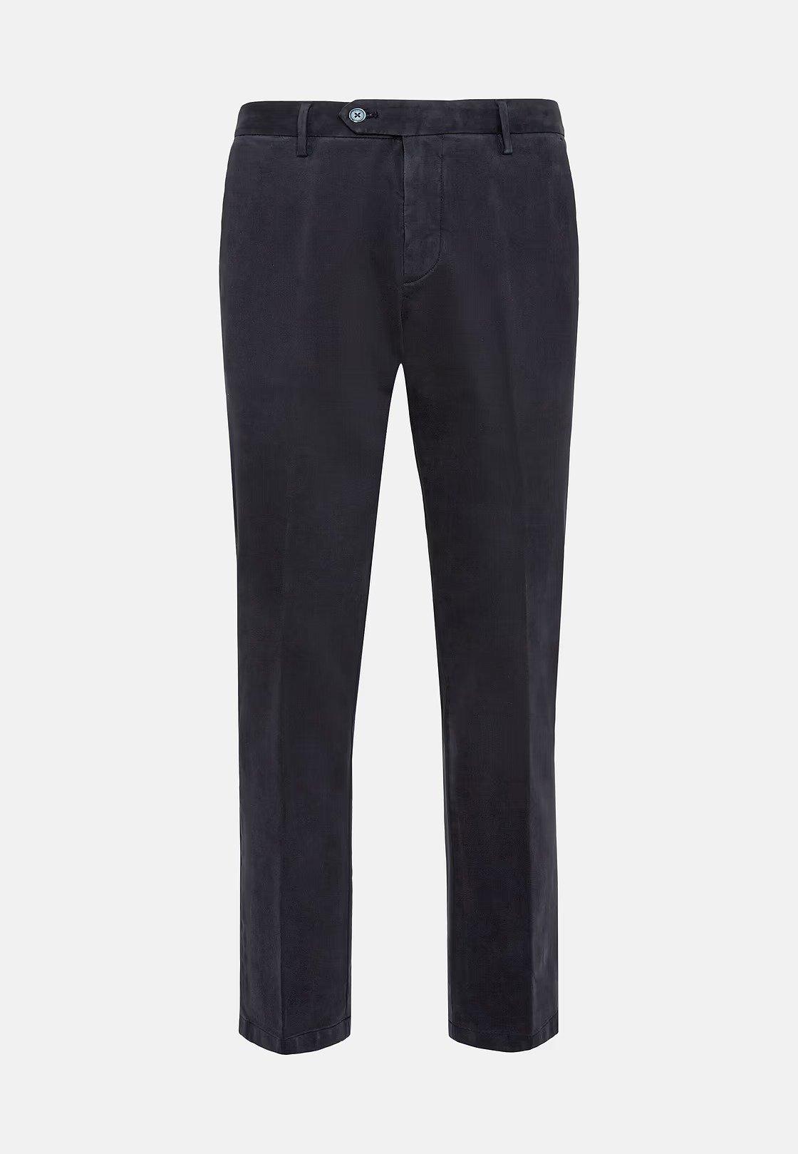 Navy Solid Chinos Full Length, Navy blue, large image number 4