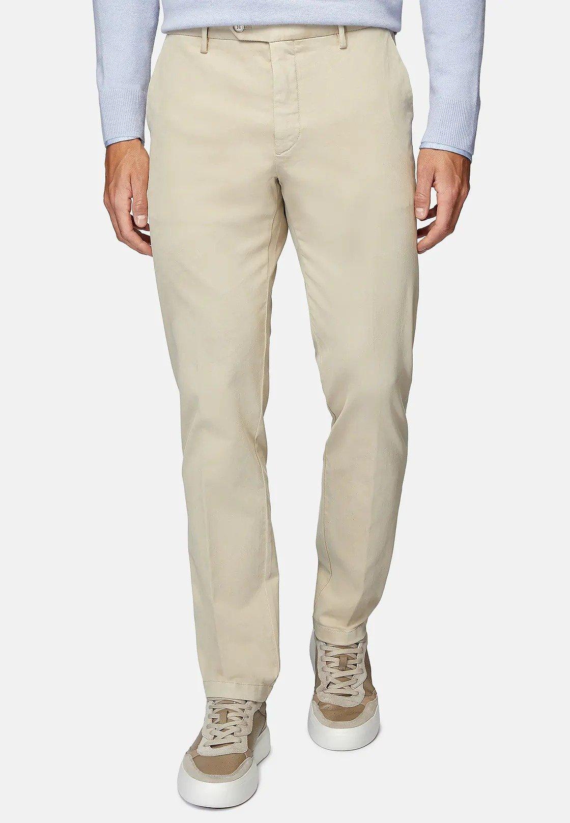 Beige Stretch Cotton Trousers, , large image number 0