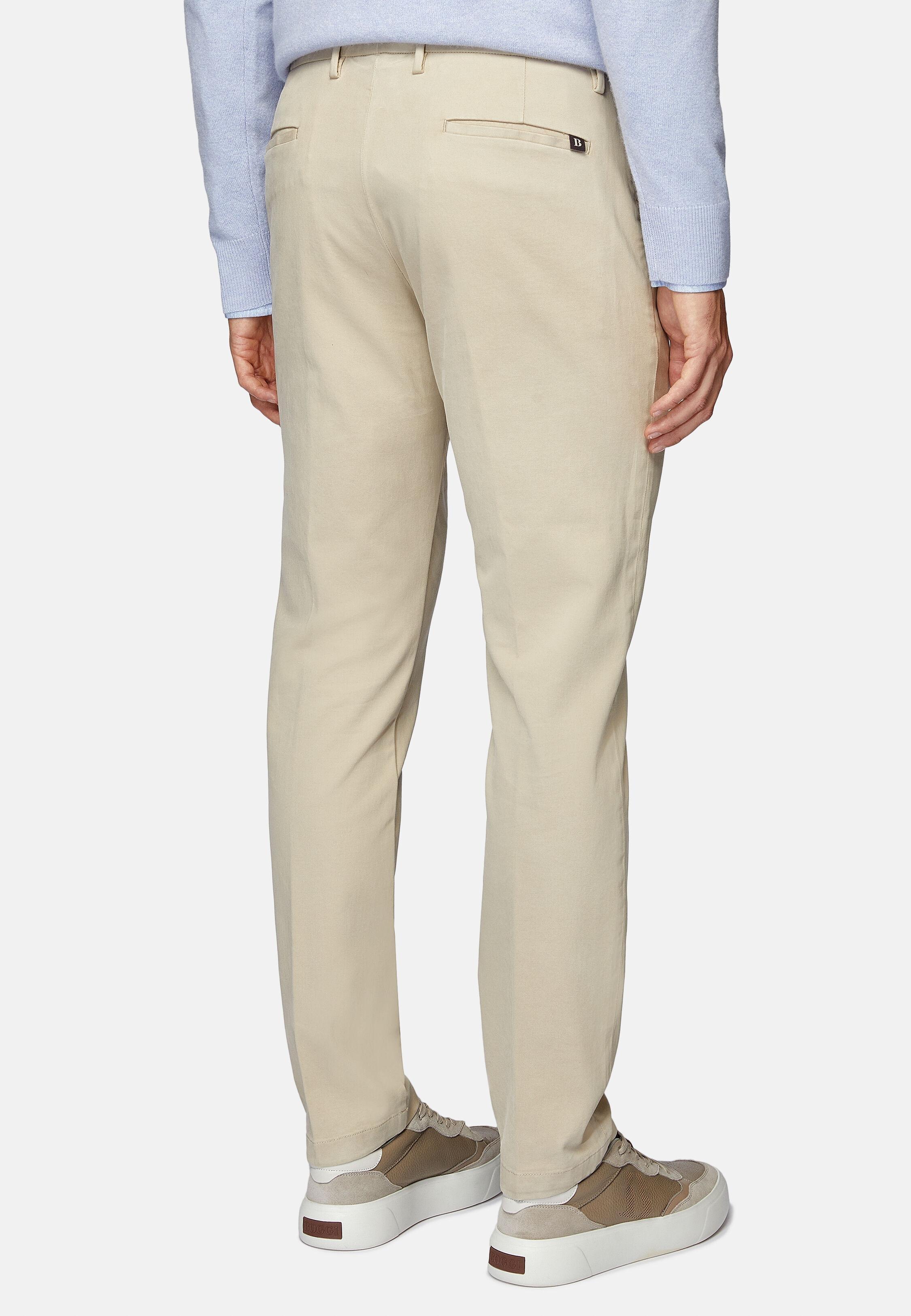 Beige Solid Chinos Trousers, 3901_BEIG, large image number 5