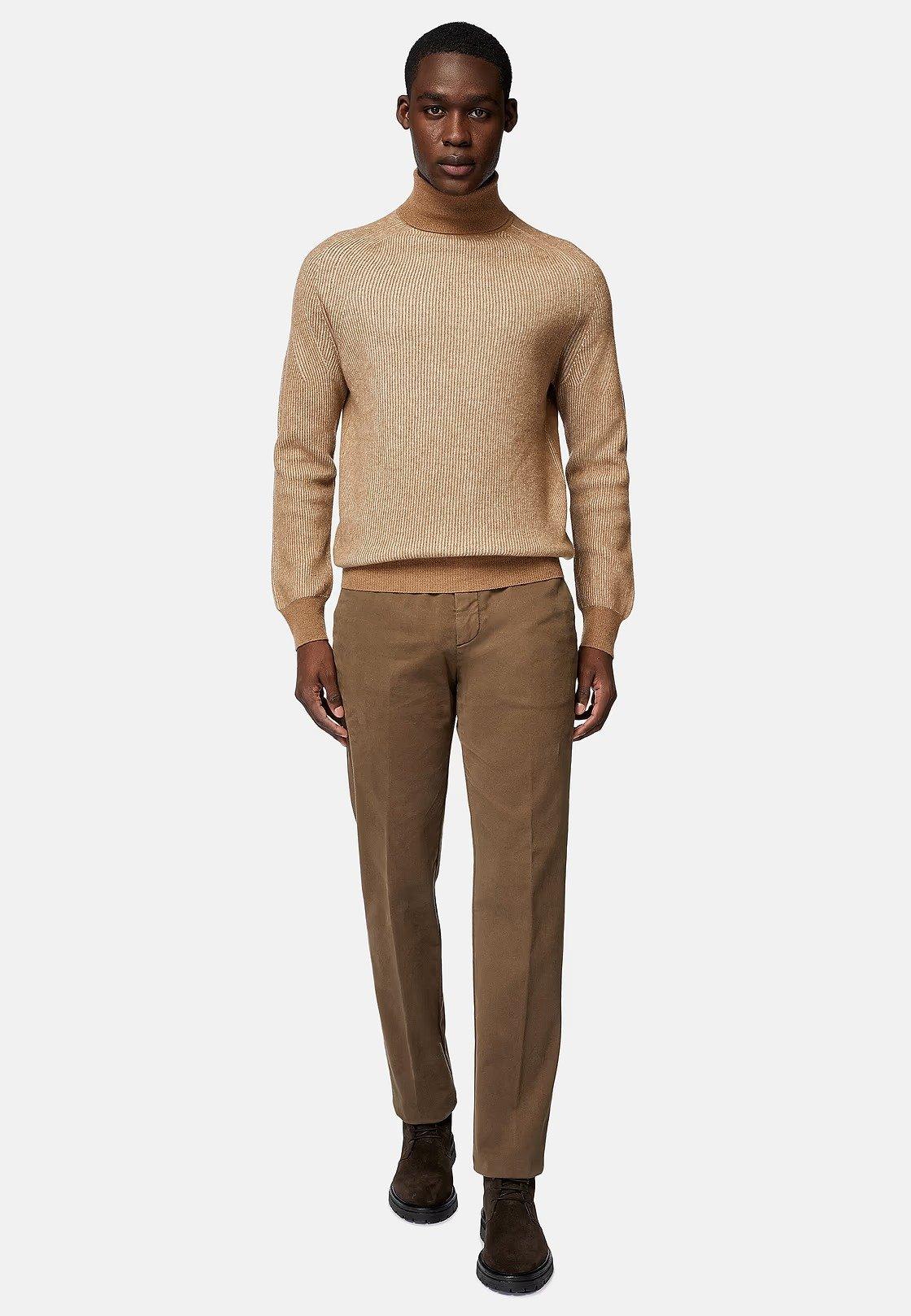 Brown Solid Chinos, , medium