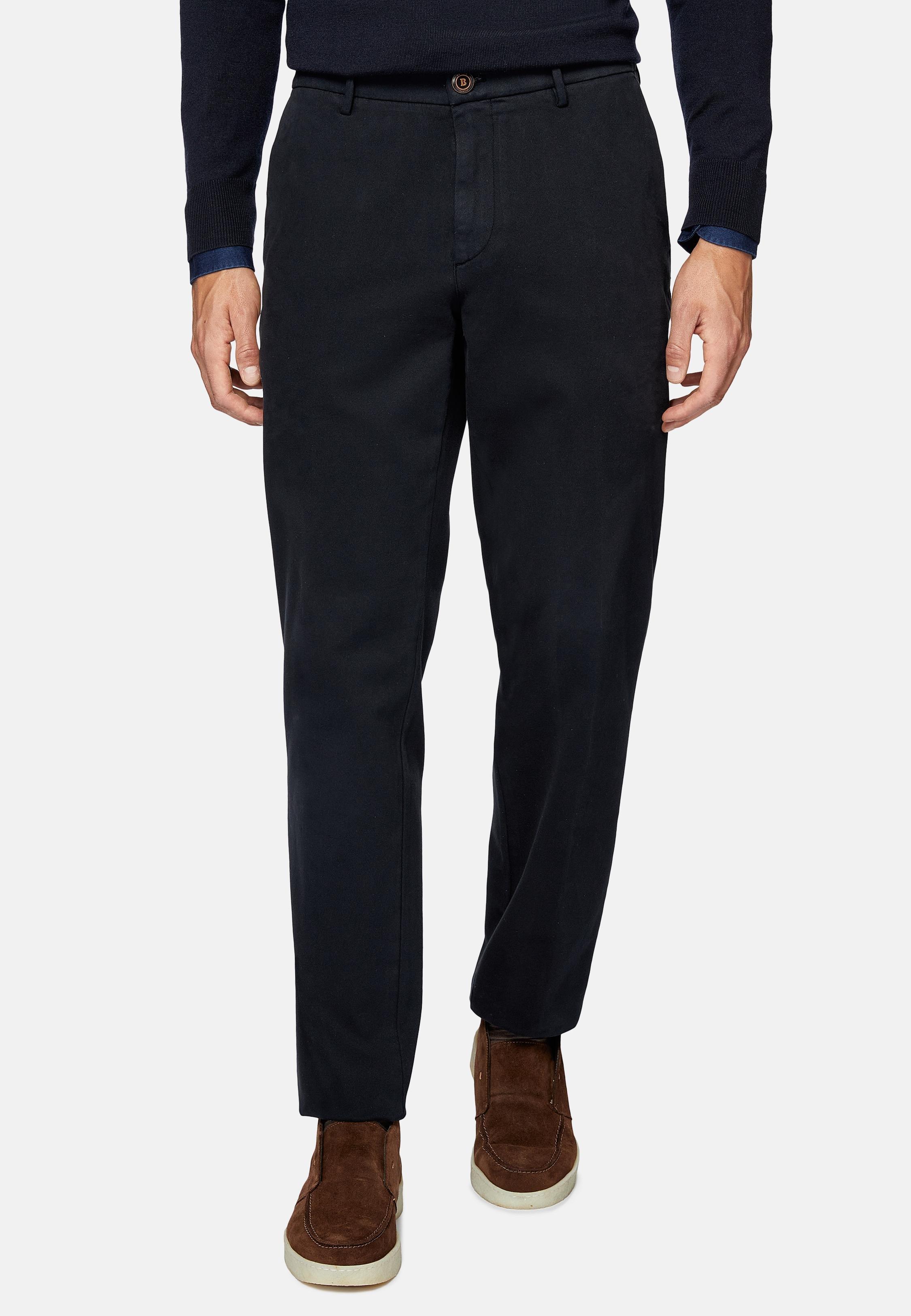 Navy Cotton Stretch Trousers, 3901_NAVY, large image number 1
