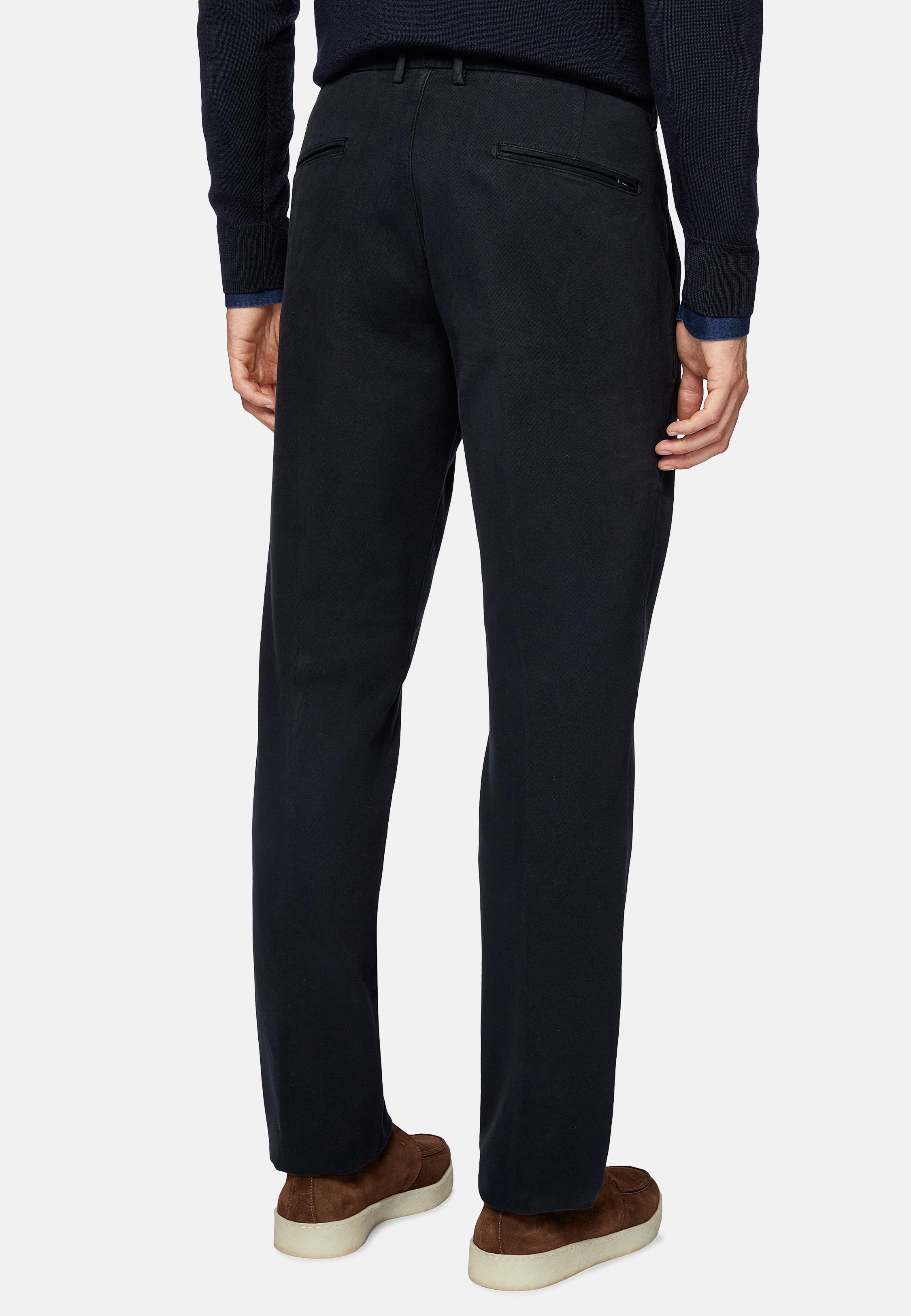 Navy Cotton Stretch Trousers, 3901_NAVY, large image number 2