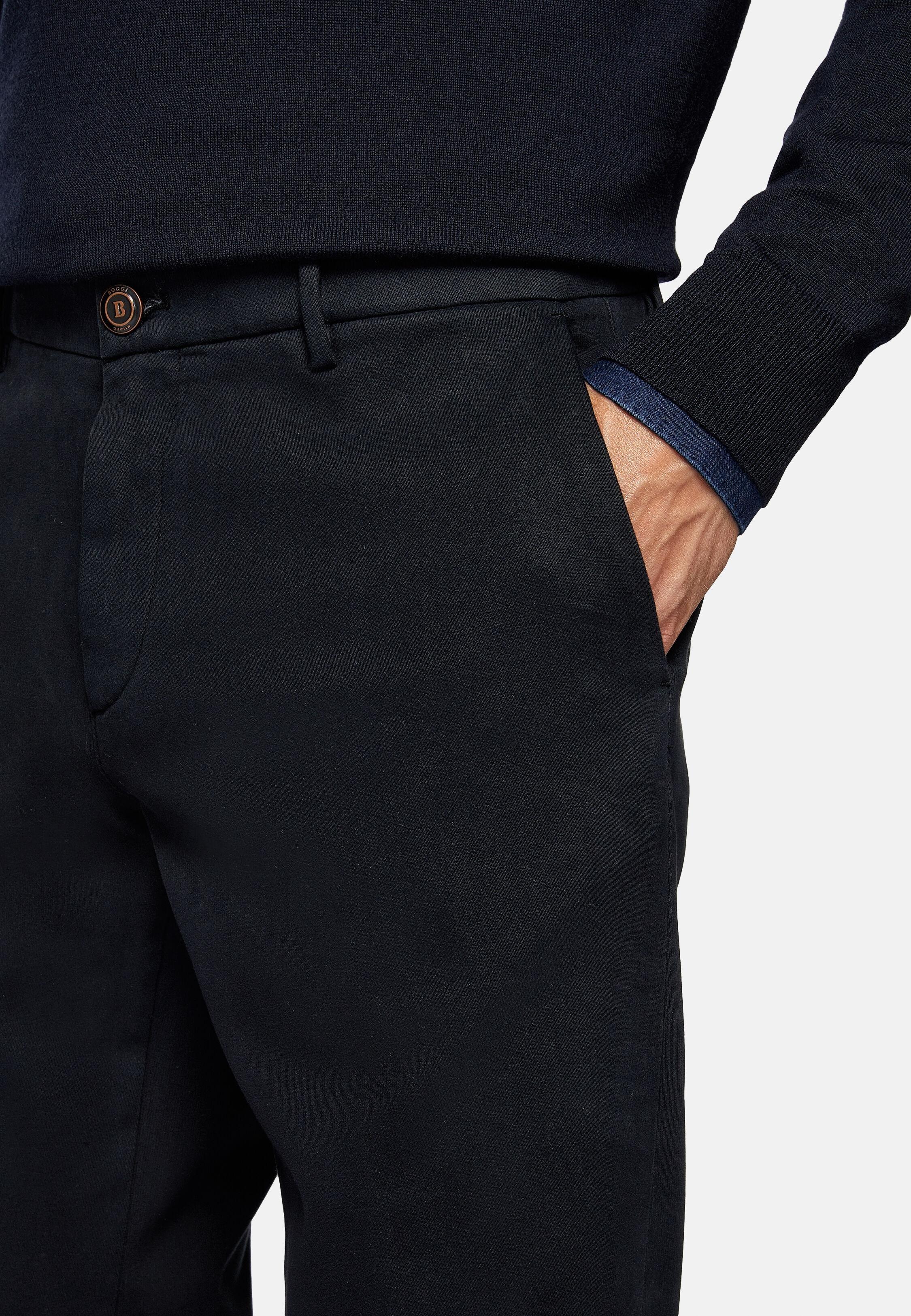 Navy Cotton Stretch Trousers, Navy blue, large image number 6