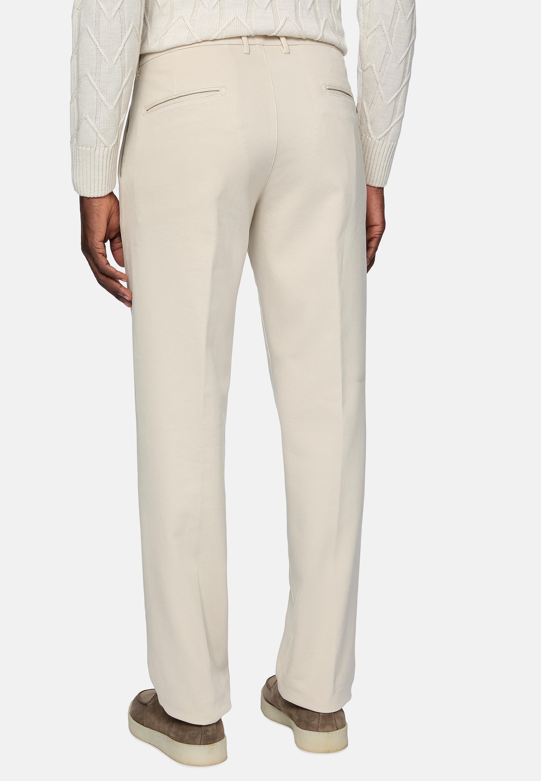 Cream Cotton Stretch Trousers, , large image number 3