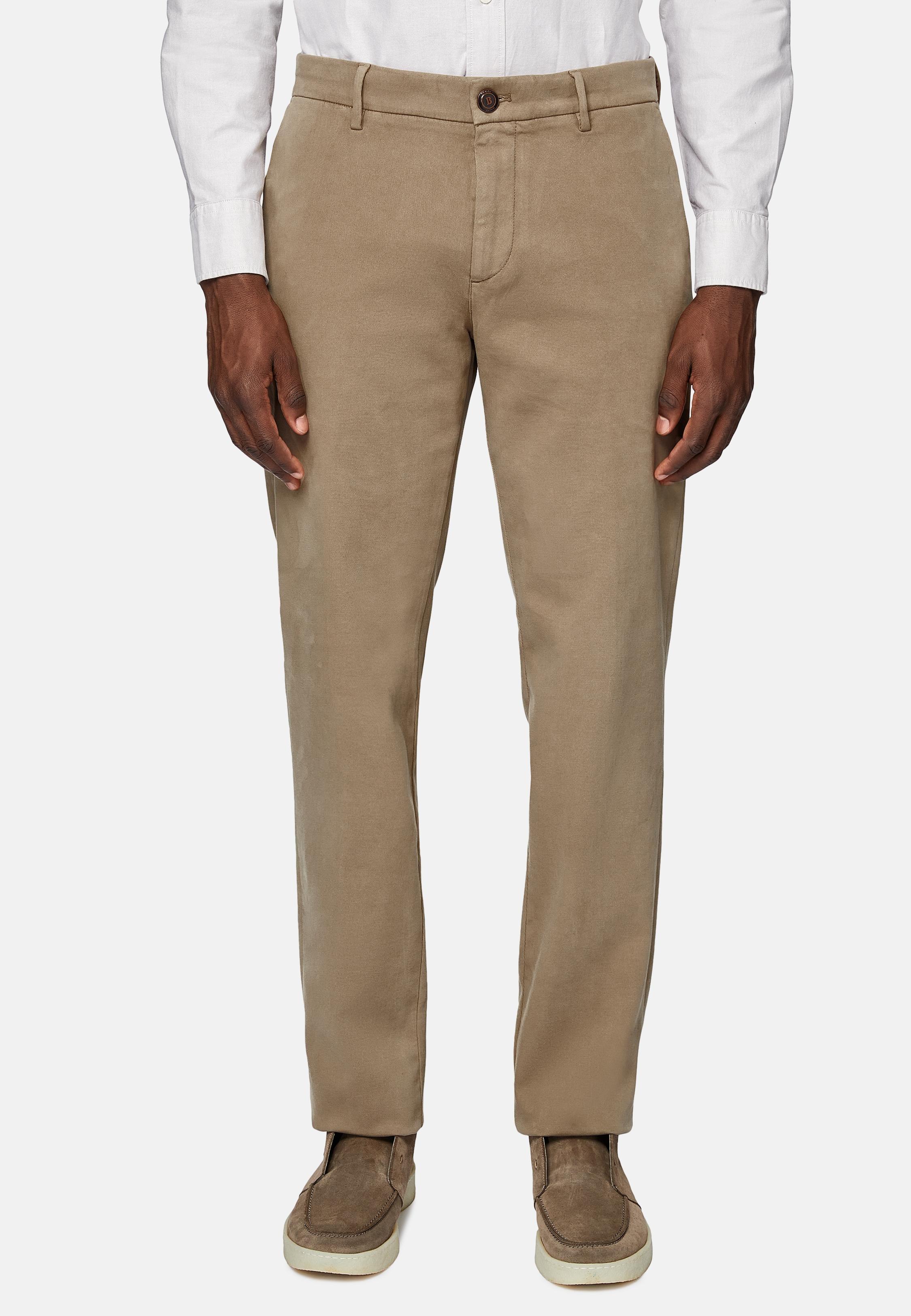 Beige Cotton Stretch Trousers, , large image number 1