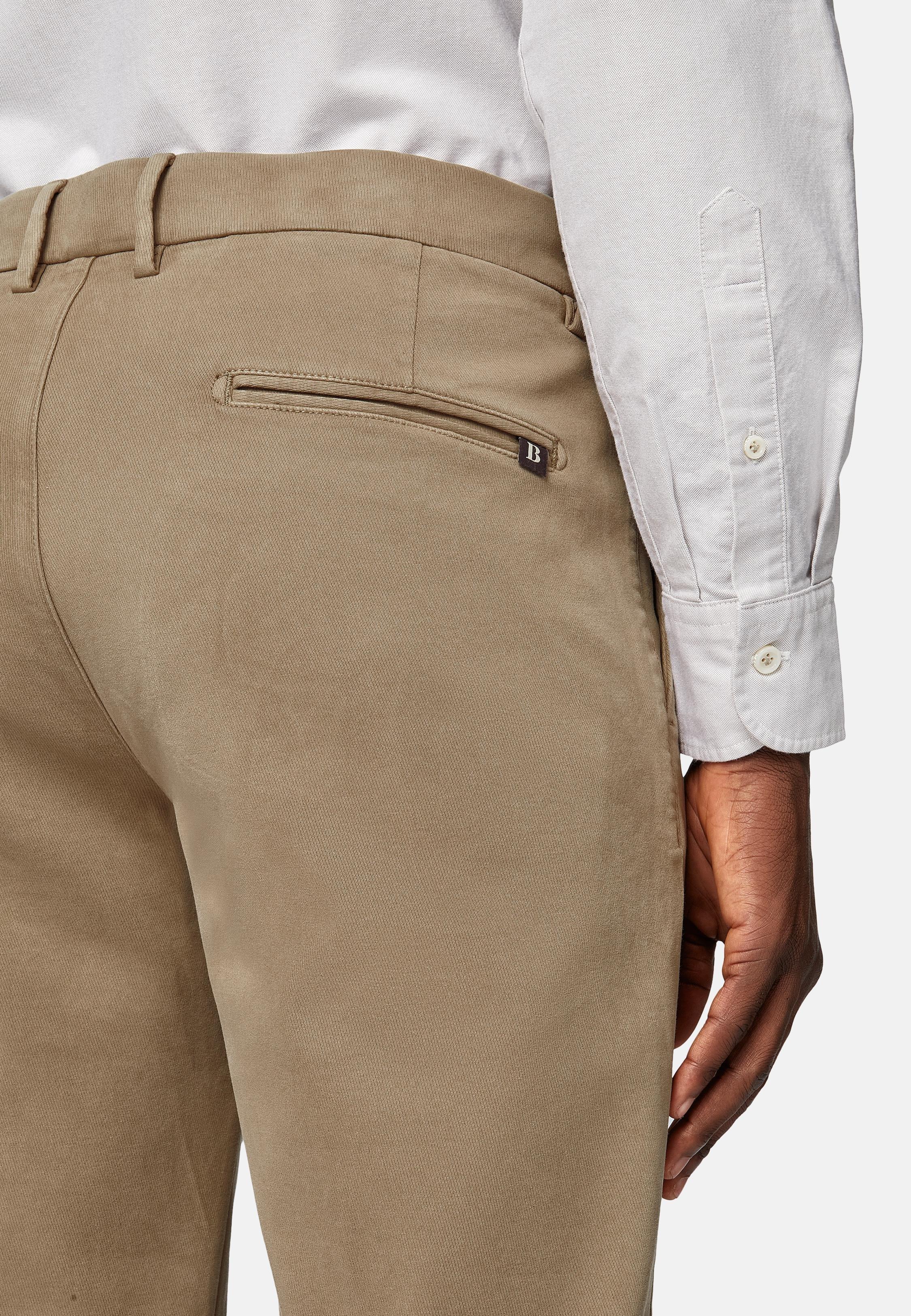 Beige Cotton Stretch Trousers, , large image number 3
