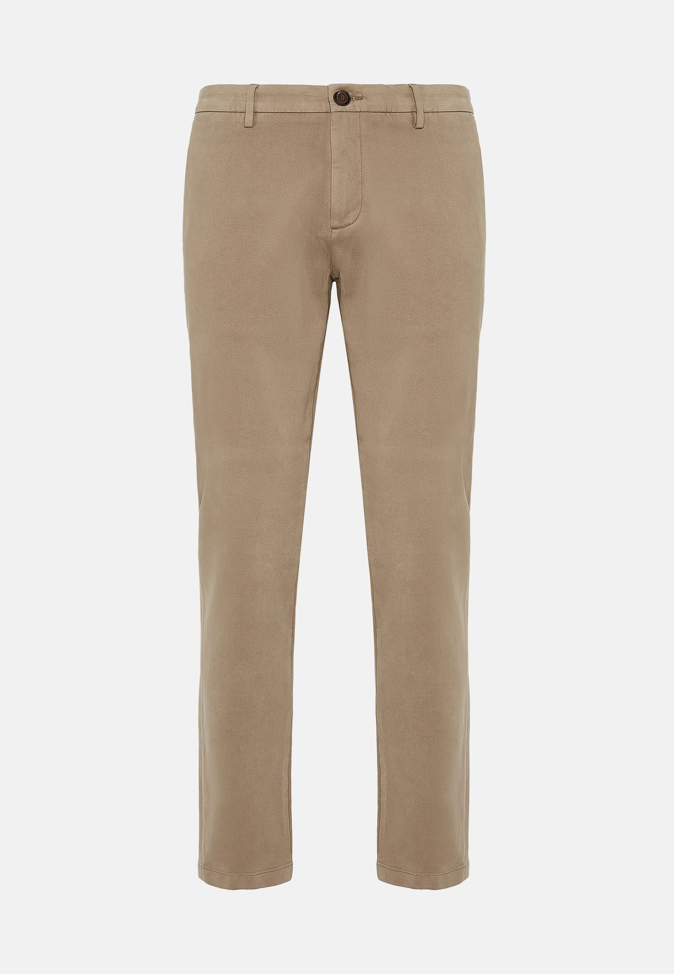 Beige Cotton Stretch Trousers, Beige, large image number 5
