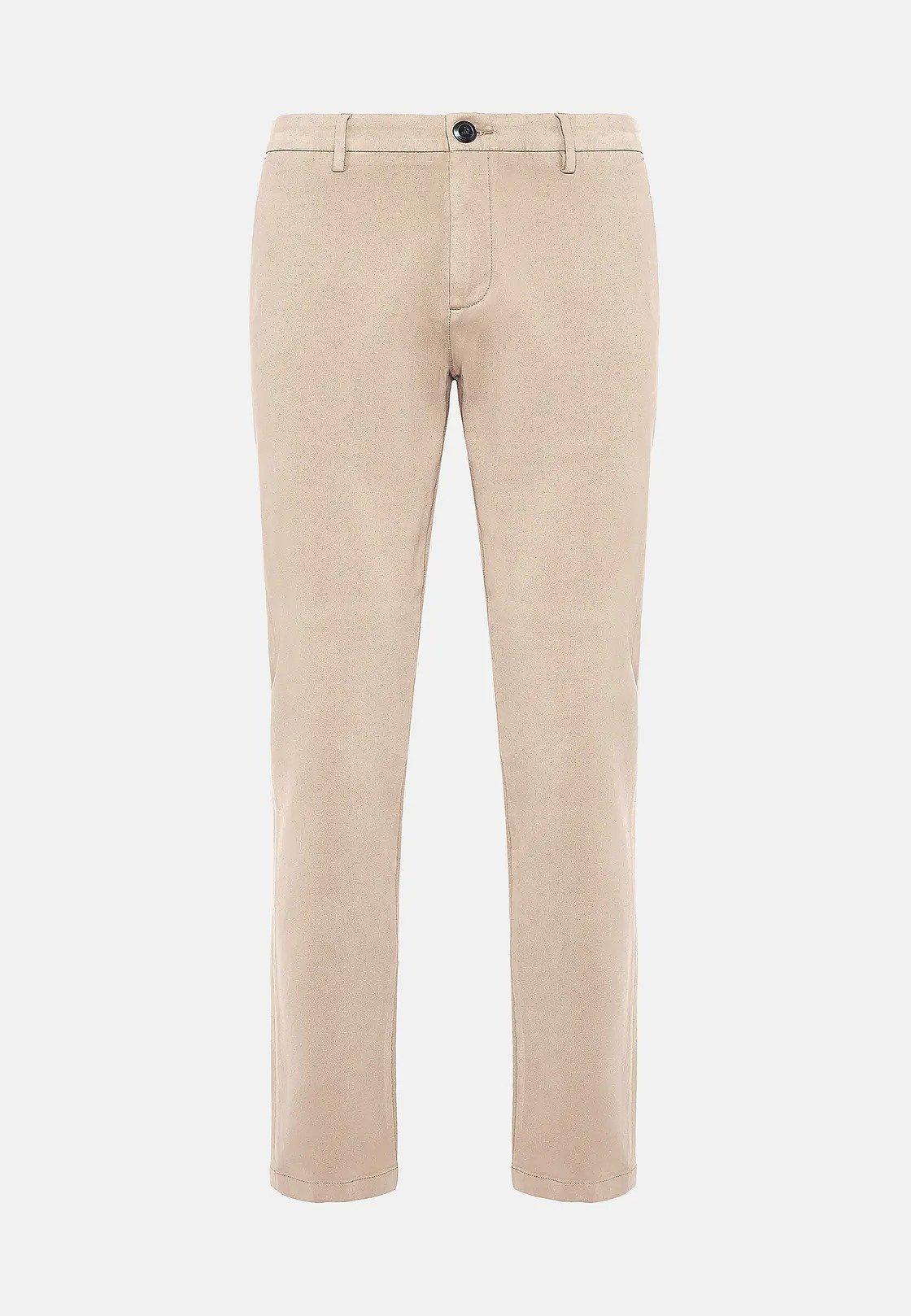 Beige Stretch Cotton Trousers, , large image number 0