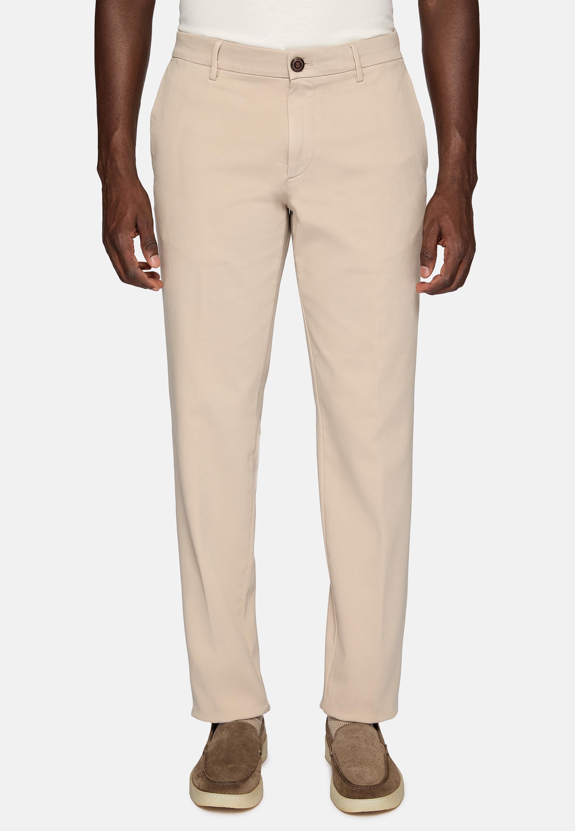 Beige Stretch Cotton Trousers, , large image number 1