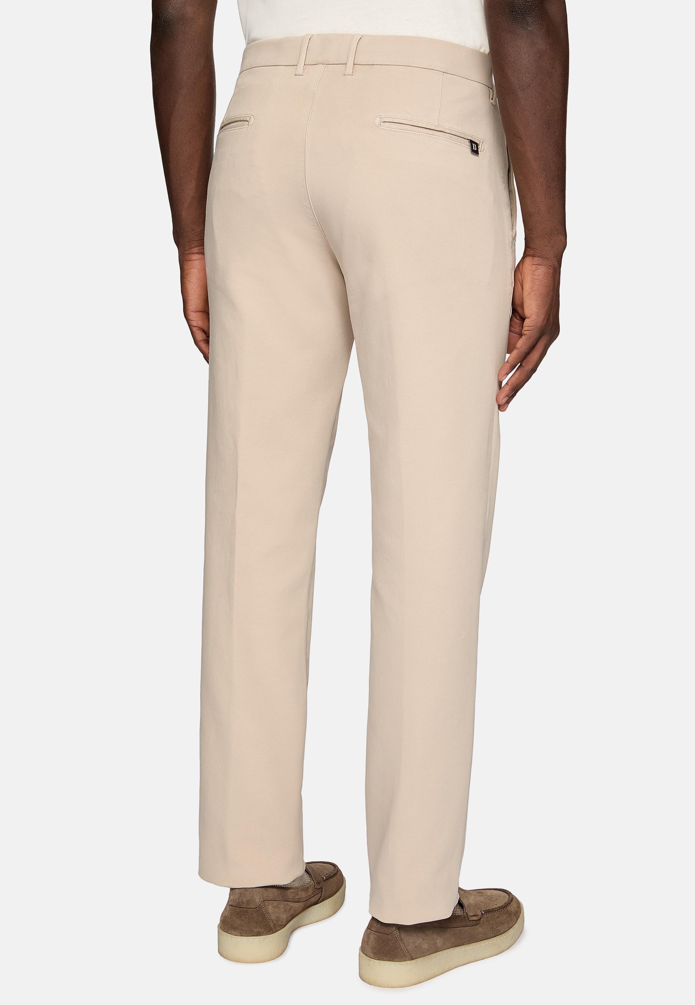 Beige Stretch Cotton Trousers, , large image number 5