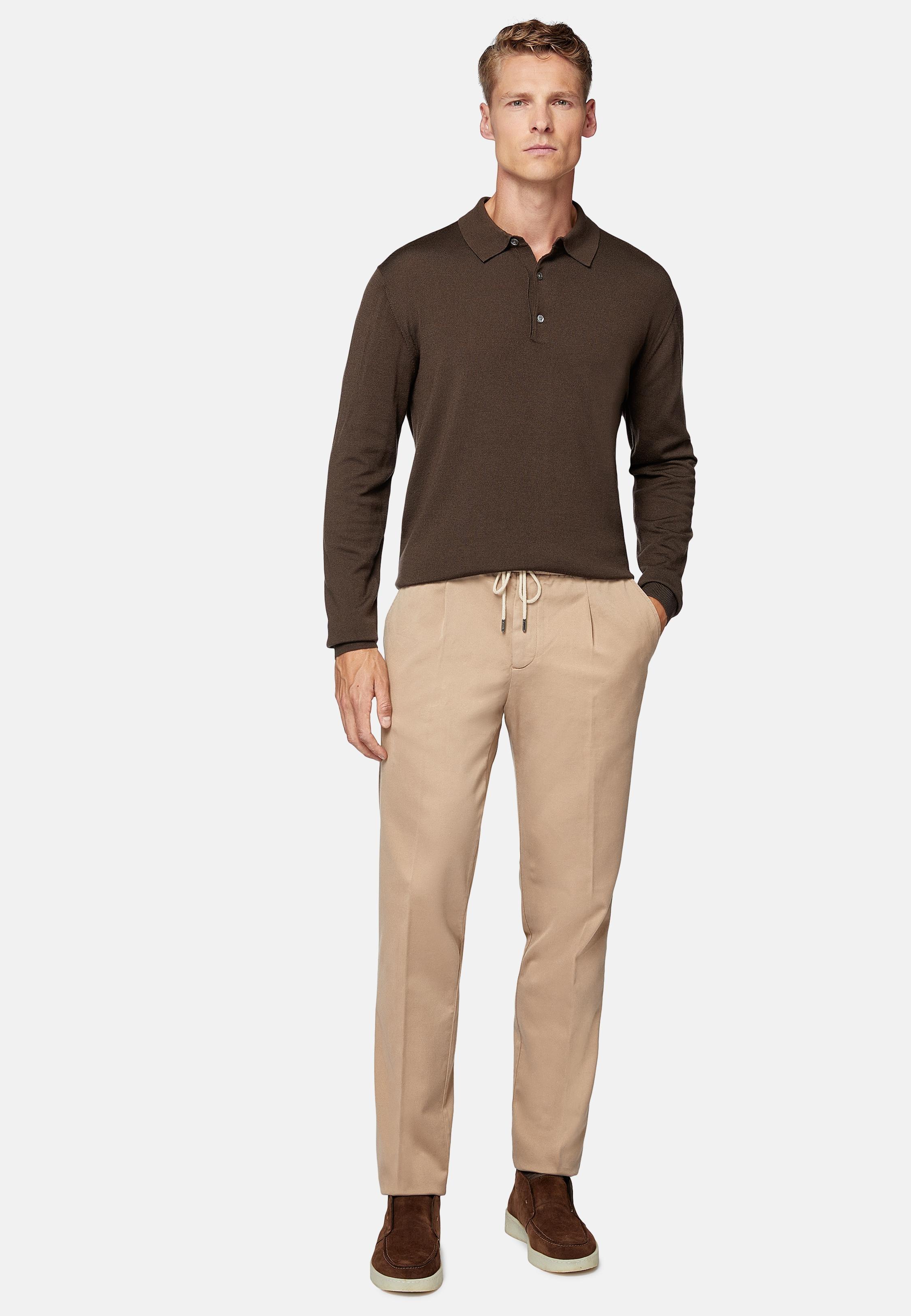 Brown Plain Casual Trousers, 3901_TAUP, large image number 0