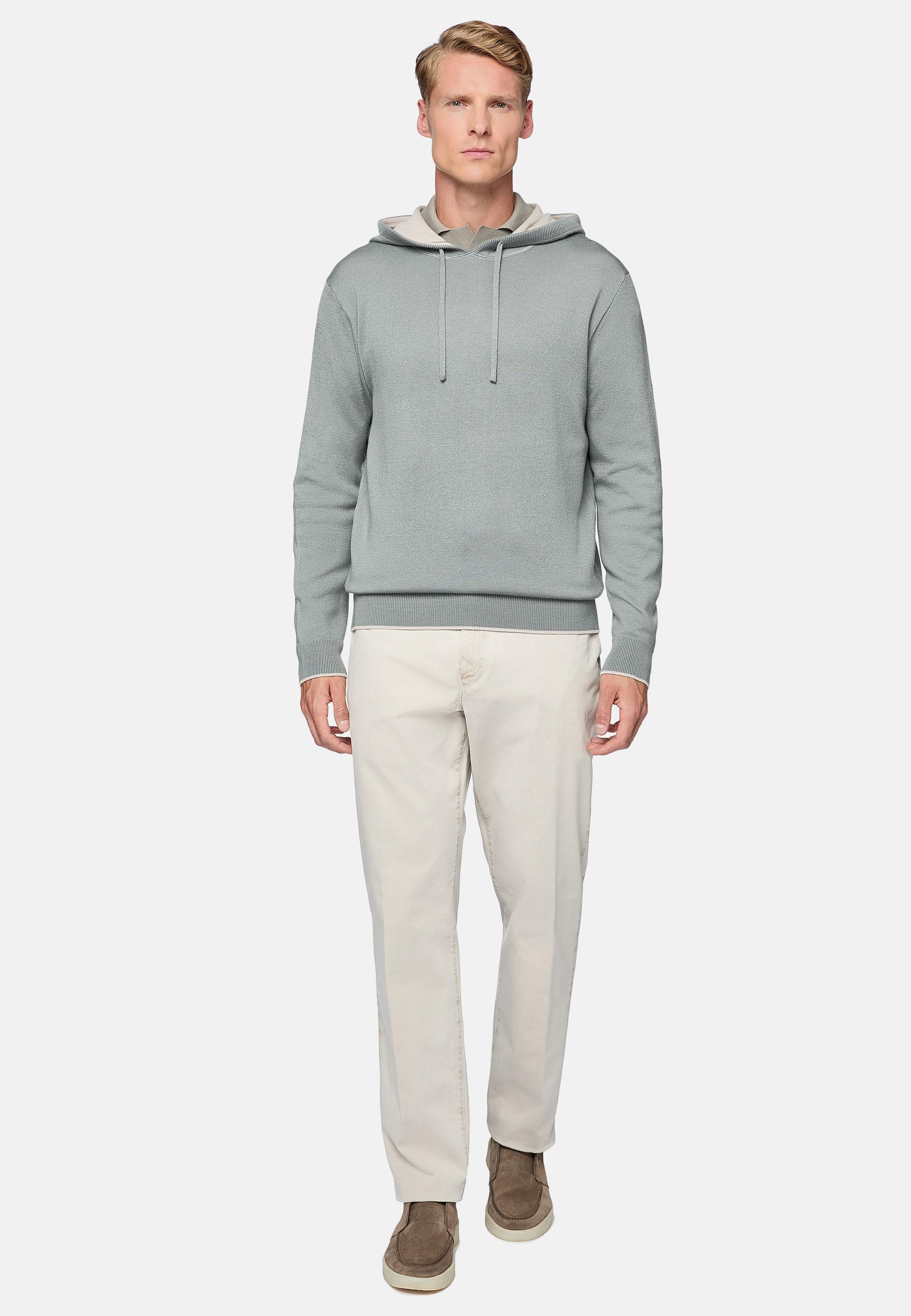 Green Casual Cotton Hoodie, , large image number 0