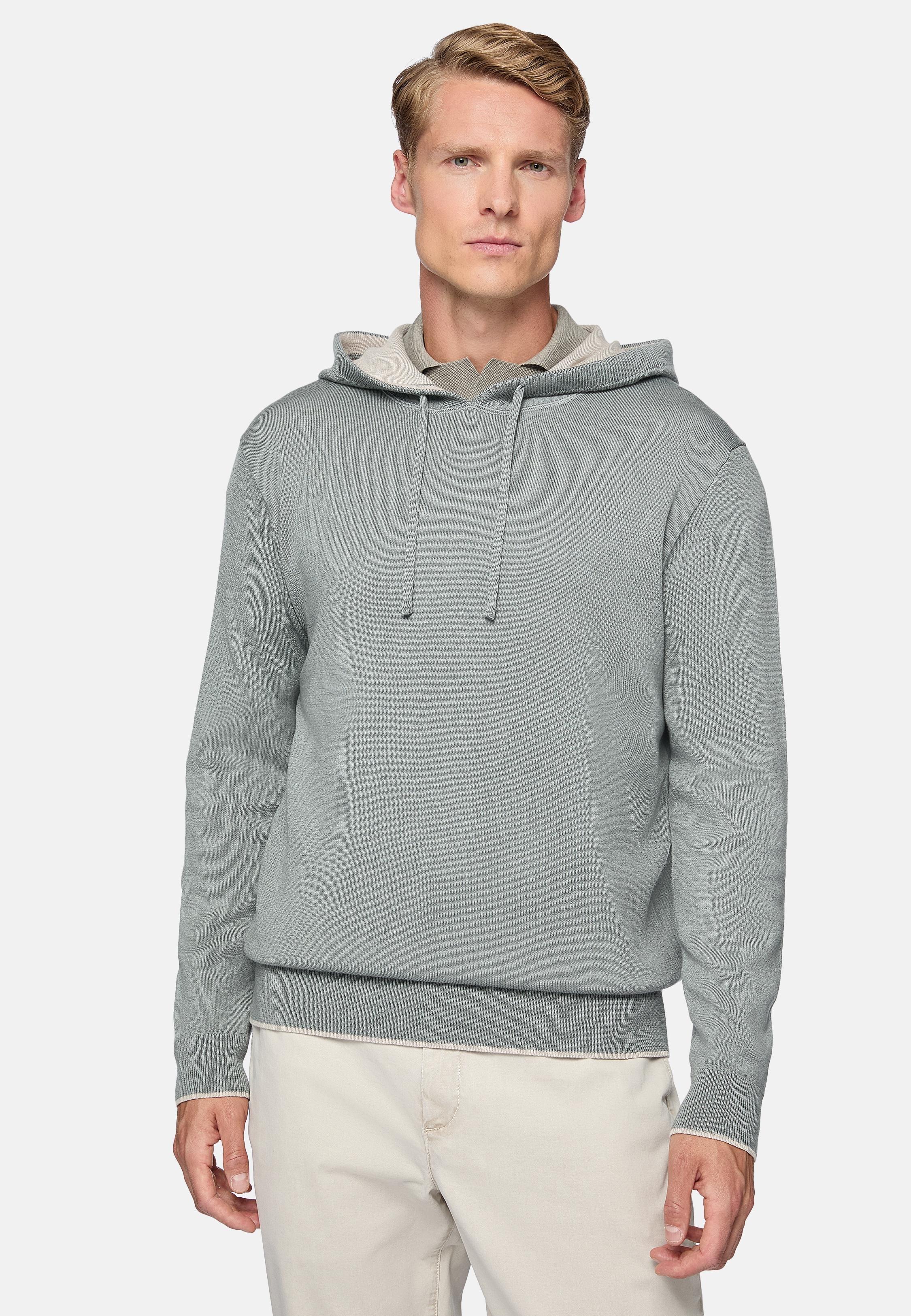 Green Casual Cotton Hoodie, , large image number 1