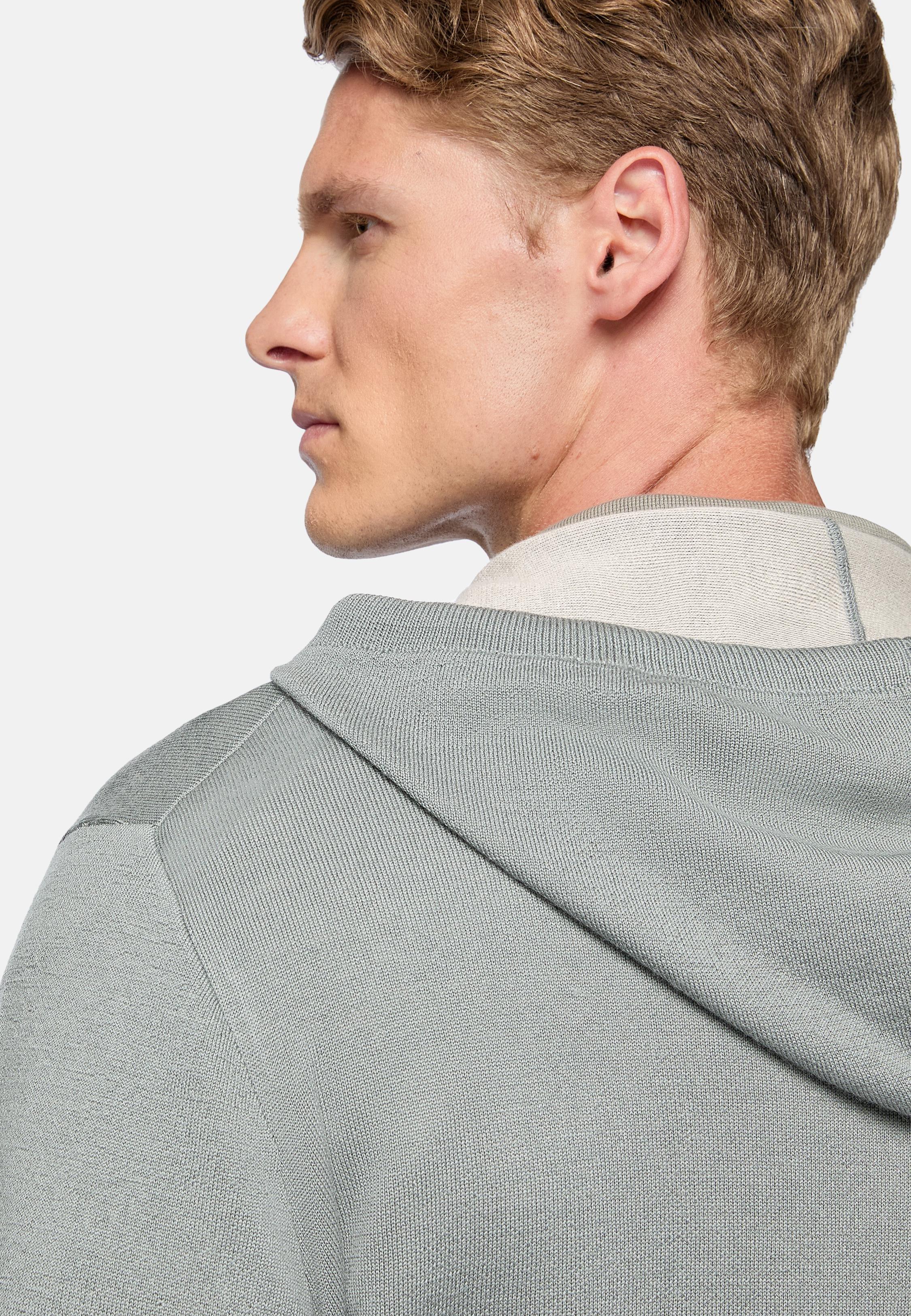 Green Casual Cotton Hoodie, , large image number 3