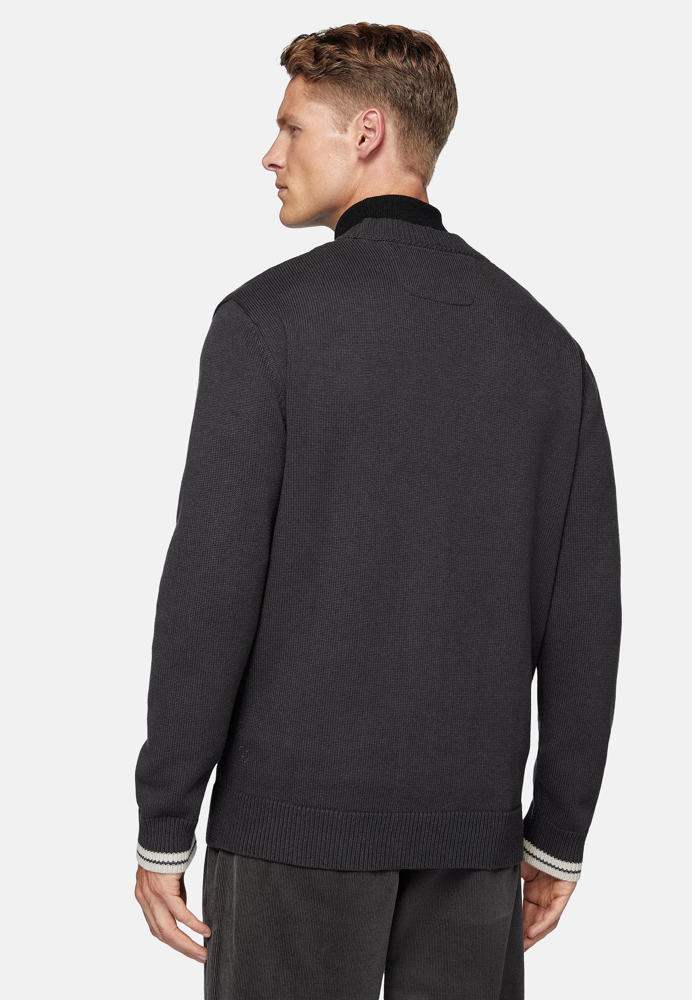 Black Charcoal Cotton Cardigan, , large image number 2