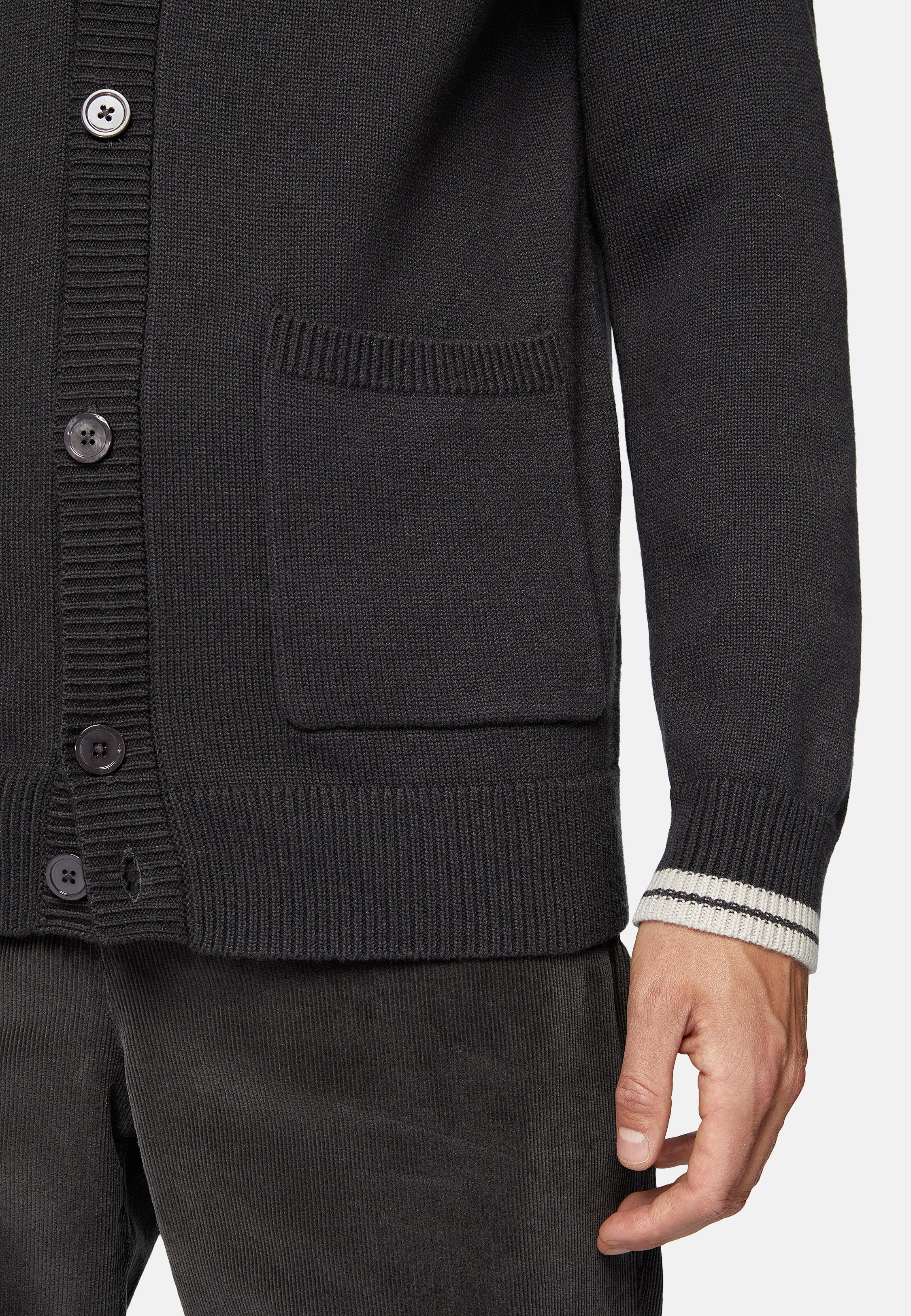 Black Charcoal Cotton Cardigan, , large image number 3