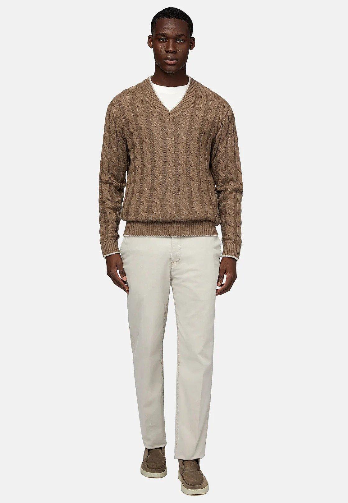 Brown Texture Casual Sweater, , large image number 0