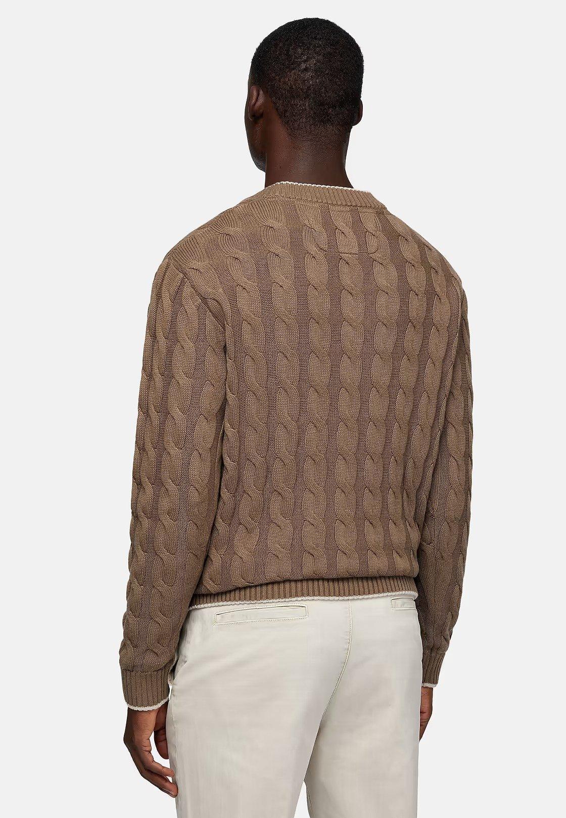 Brown Texture Casual Sweater, , large image number 2